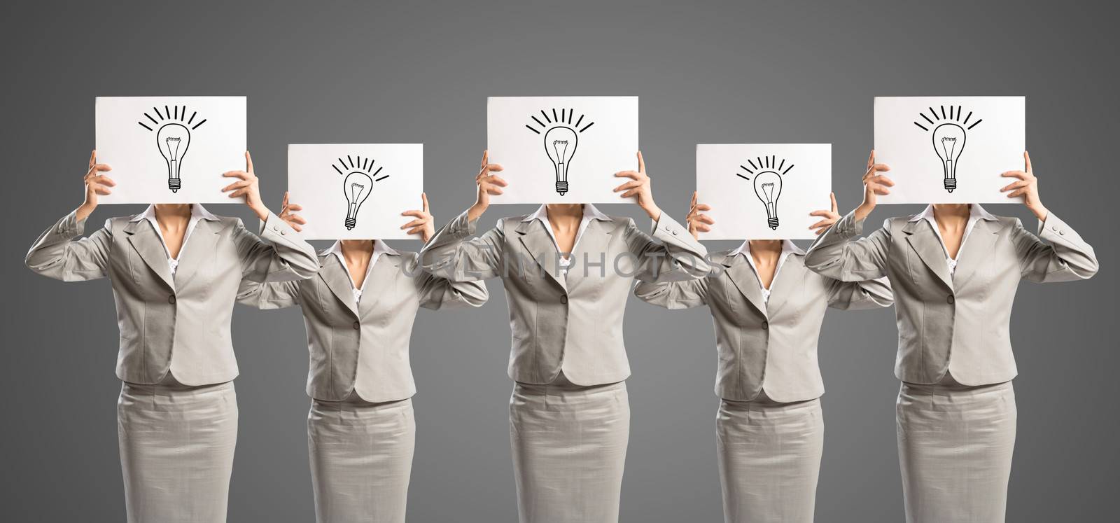 image of a businesswomen standing in a row, concept of teamwork