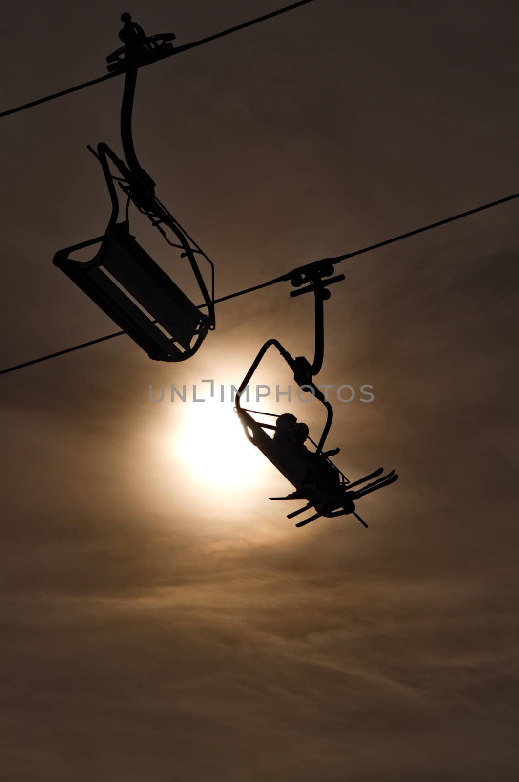 Ski lift silhouette