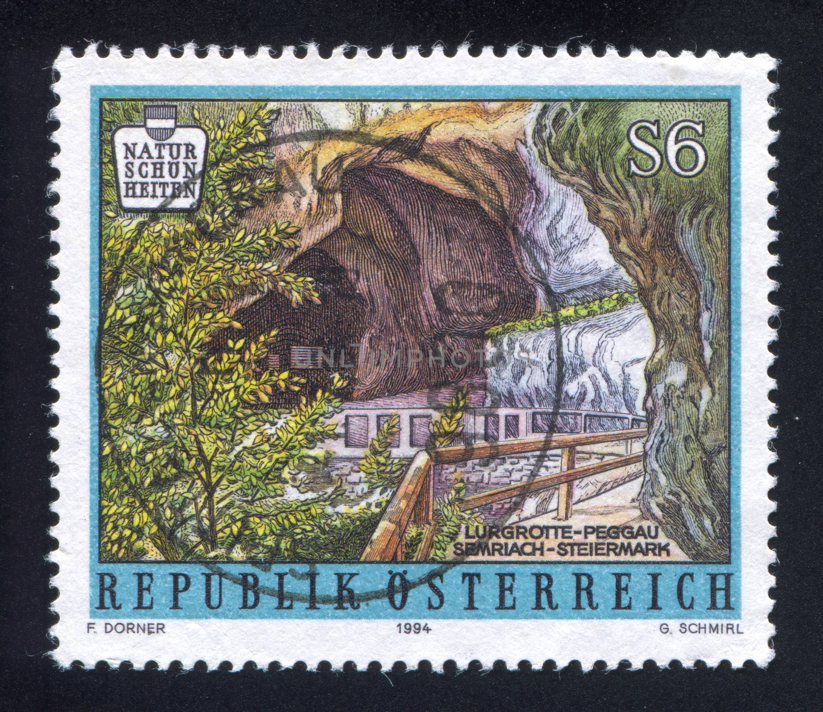 AUSTRIA - CIRCA 1994: stamp printed by Austria, shows grotto and fencing, circa 1994