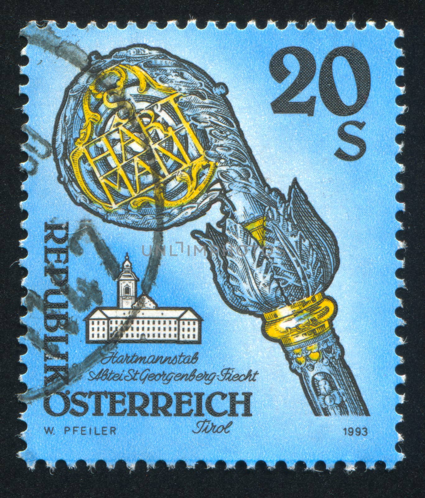 AUSTRIA - CIRCA 1993: stamp printed by Austria, shows Crosier, Fiecht Monastery, circa 1993
