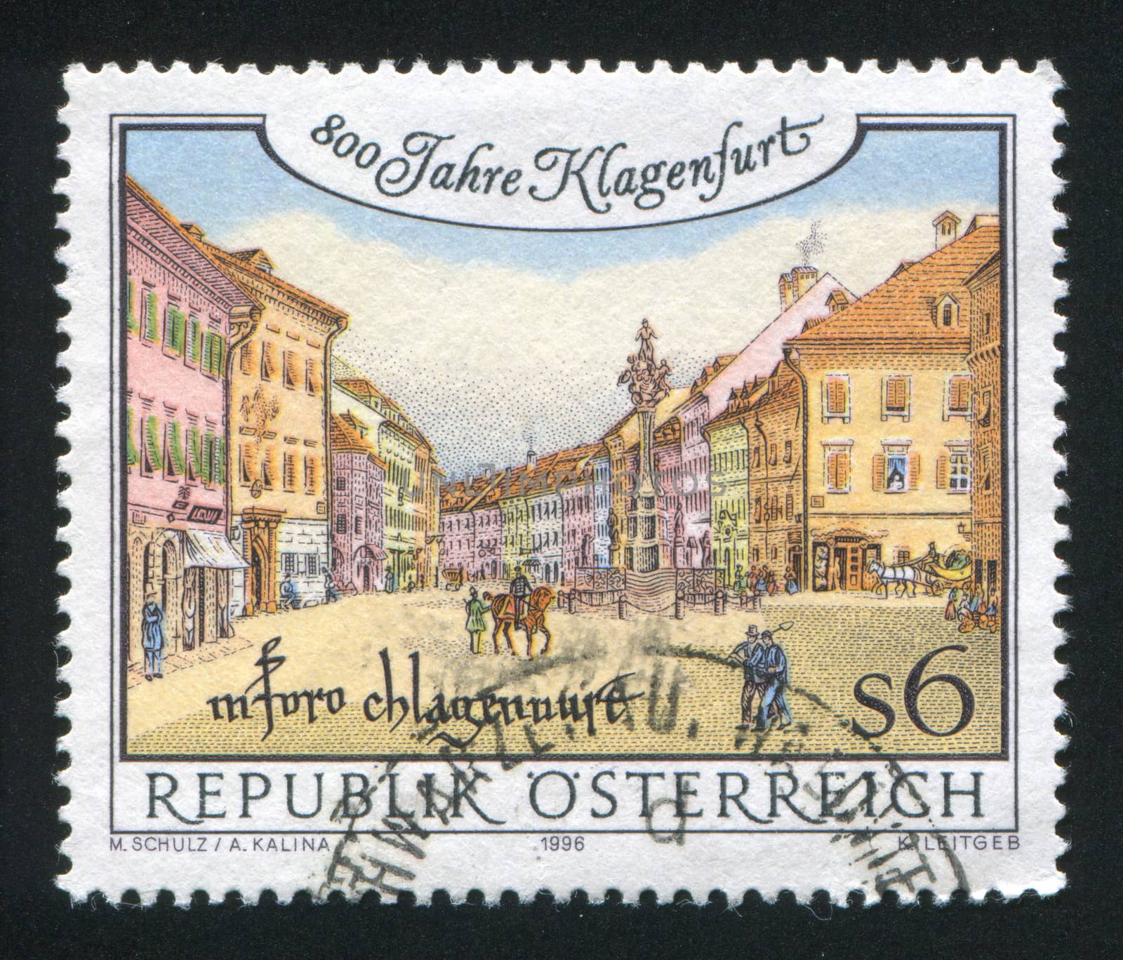 AUSTRIA - CIRCA 1996: stamp printed by Austria, shows ancient square, circa 1996
