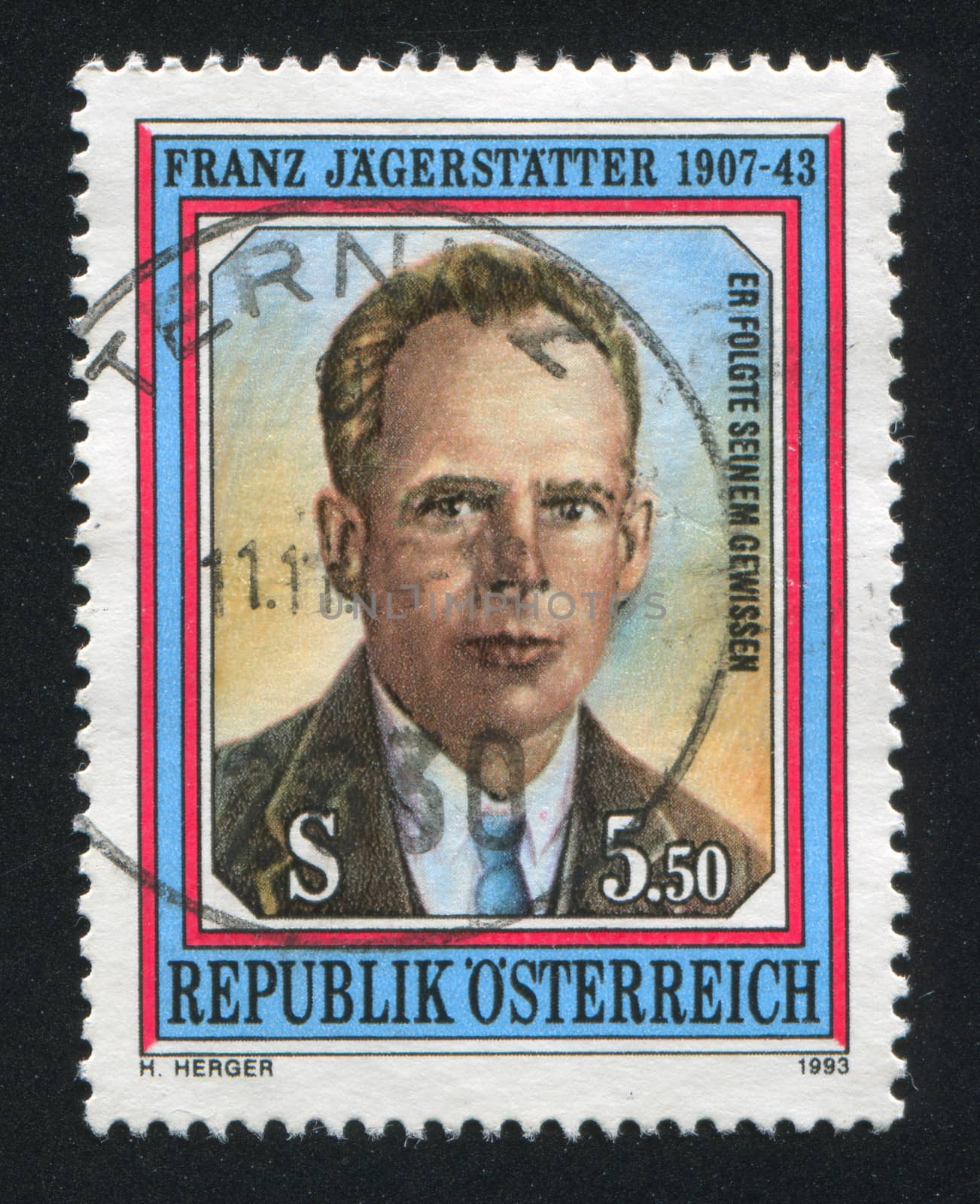 AUSTRIA - CIRCA 1993: stamp printed by Austria, shows Franz Jagerstatter, circa 1993