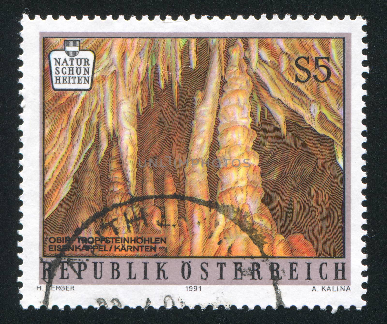 AUSTRIA - CIRCA 1991: stamp printed by Austria, shows stalactites, circa 1991