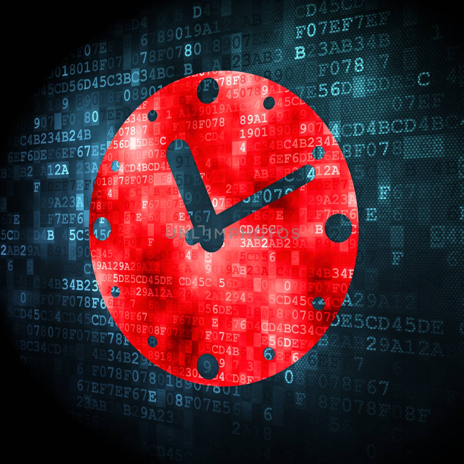 Time concept: Clock on digital background by maxkabakov