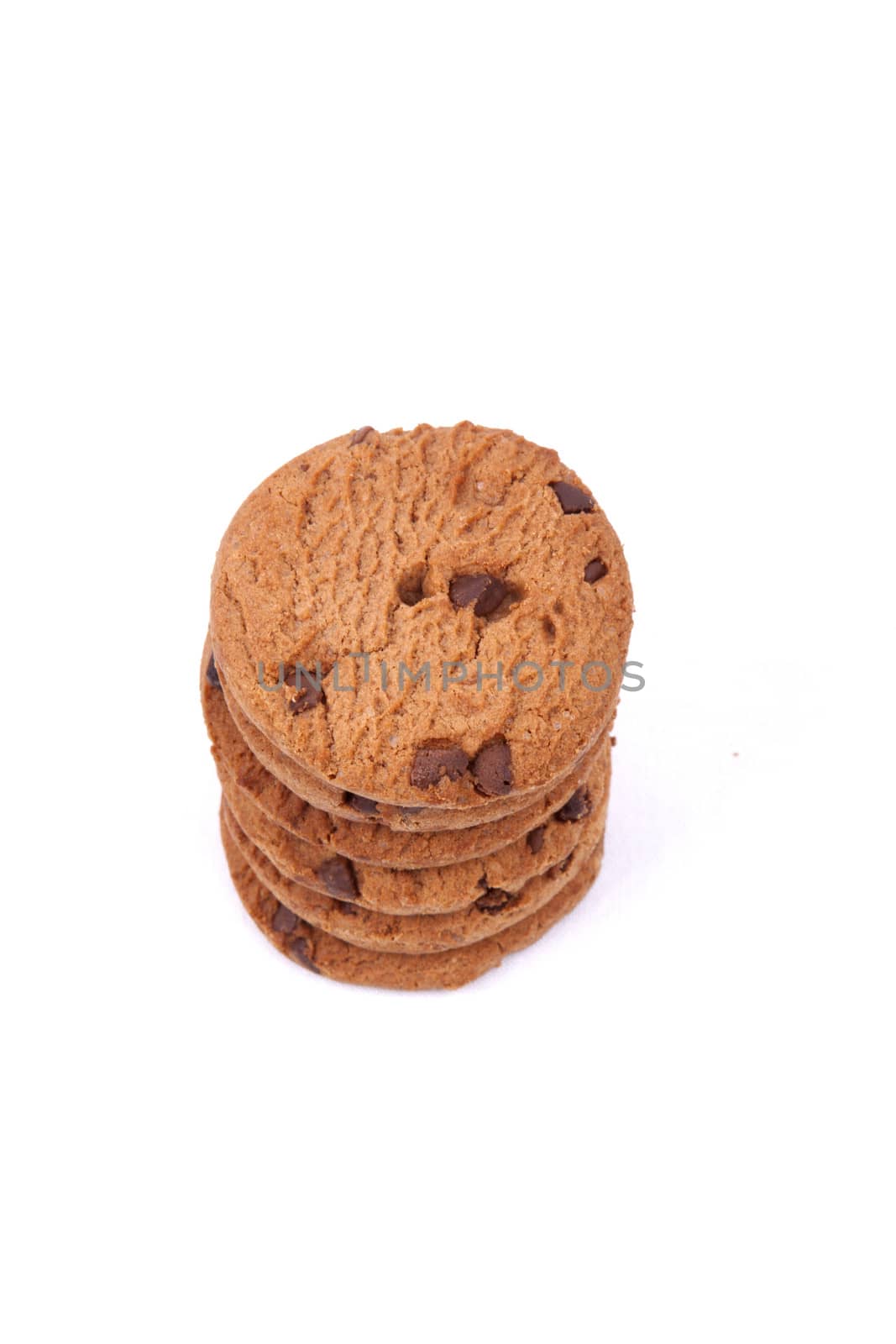 chocolate chip cookies isolated on a white background