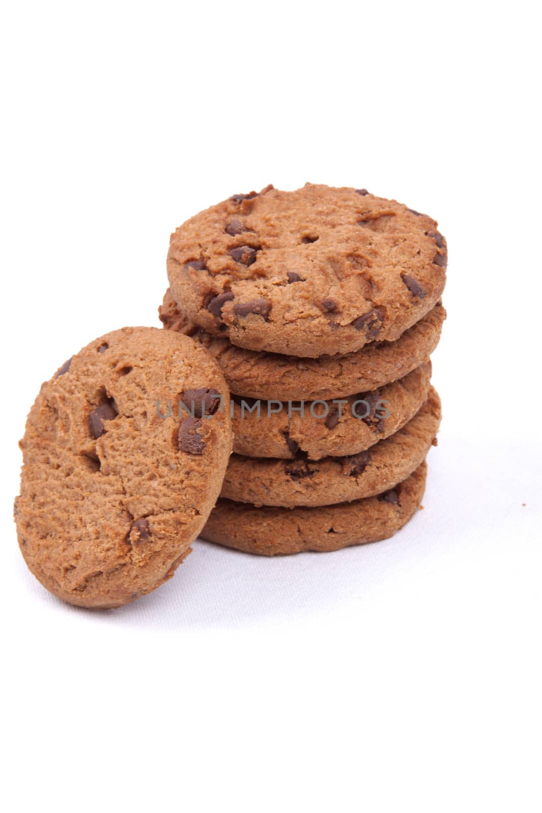 chocolate chip cookies isolated on a white background