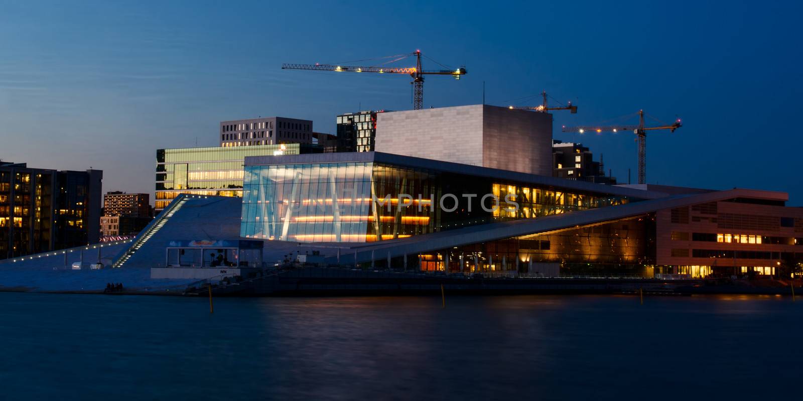 OSLO, NORWAY - JUNE 28: National Oslo Opera House at sunset on June 28, 2012. Oslo Opera House was opened on April 12, 2008 in Oslo, Norway