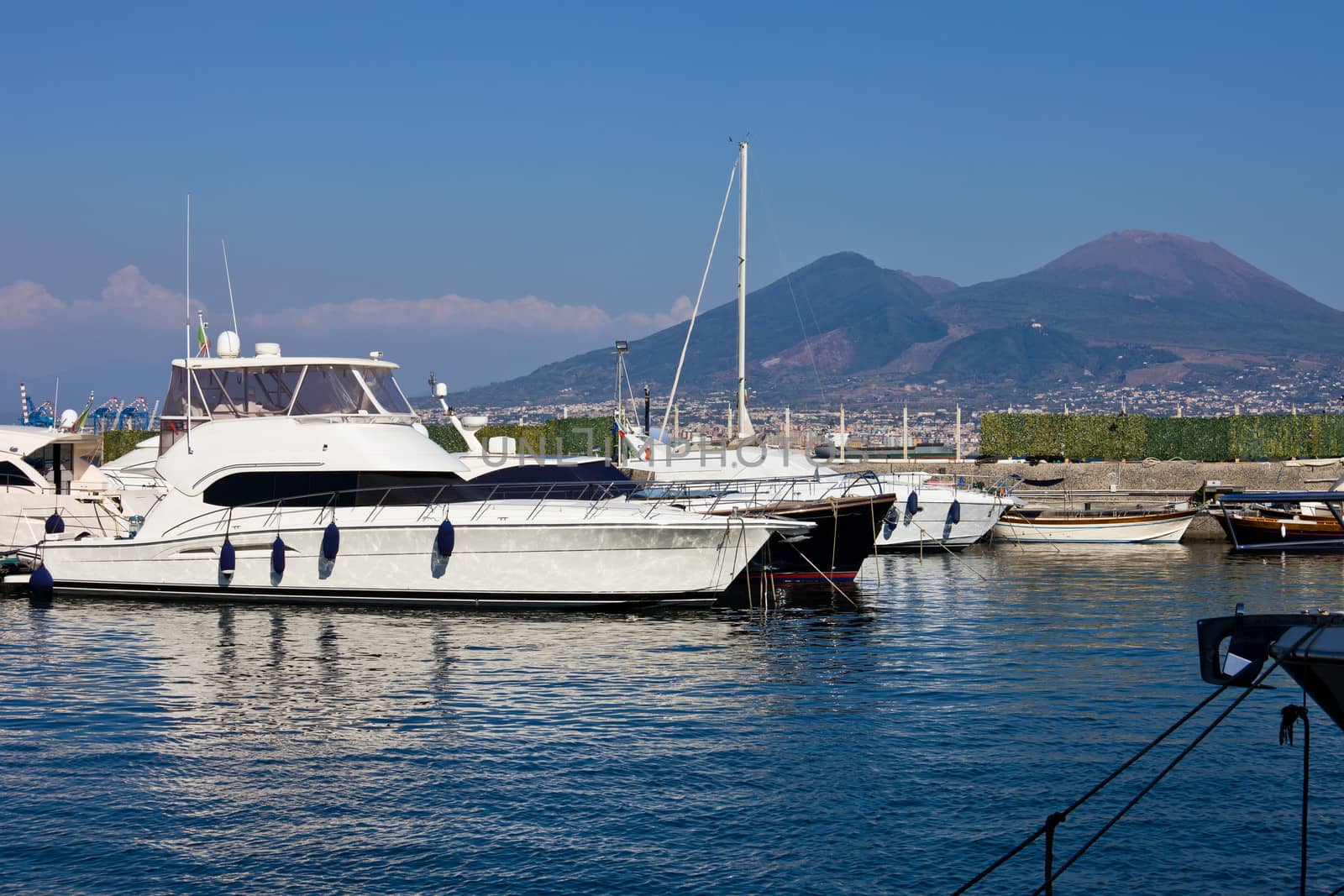 View of a beautiful marina in Mergellina zone, Naples, Italy