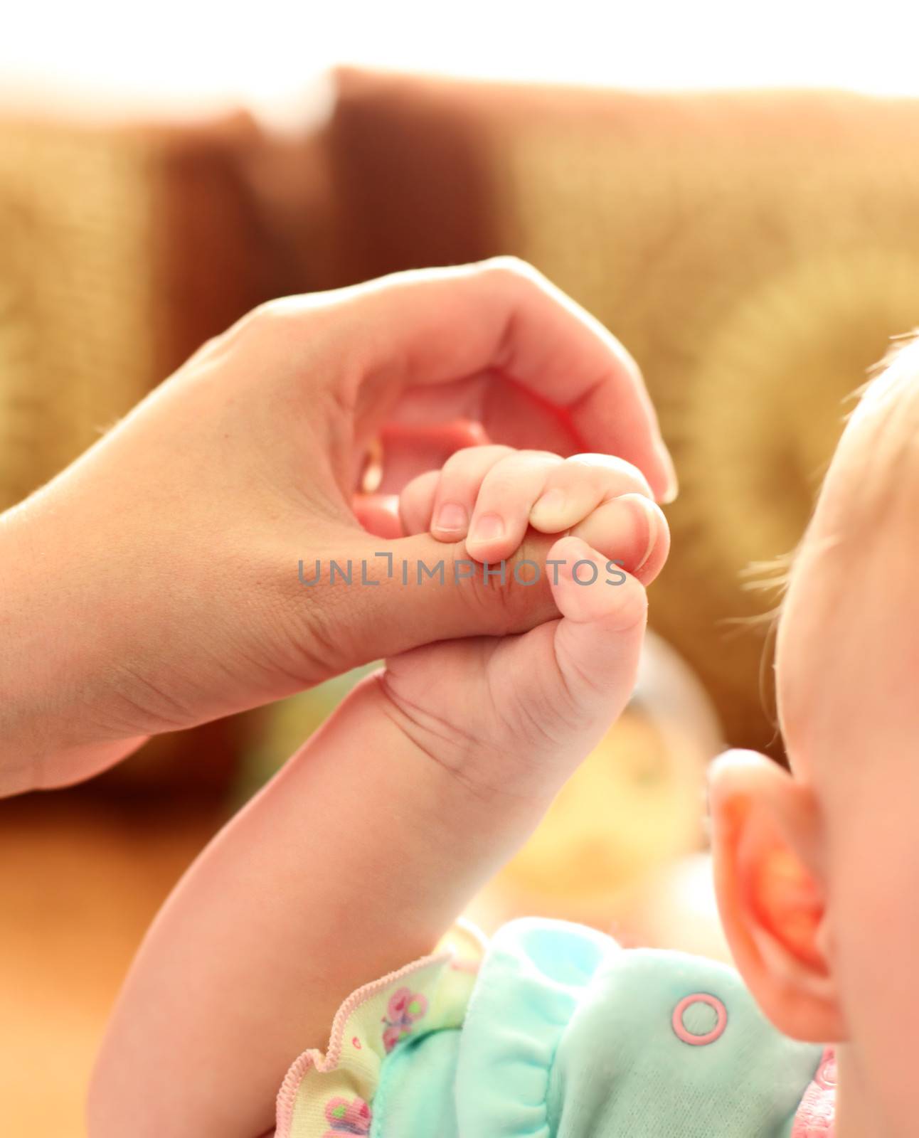 Parent holds Babys Hand Closeup