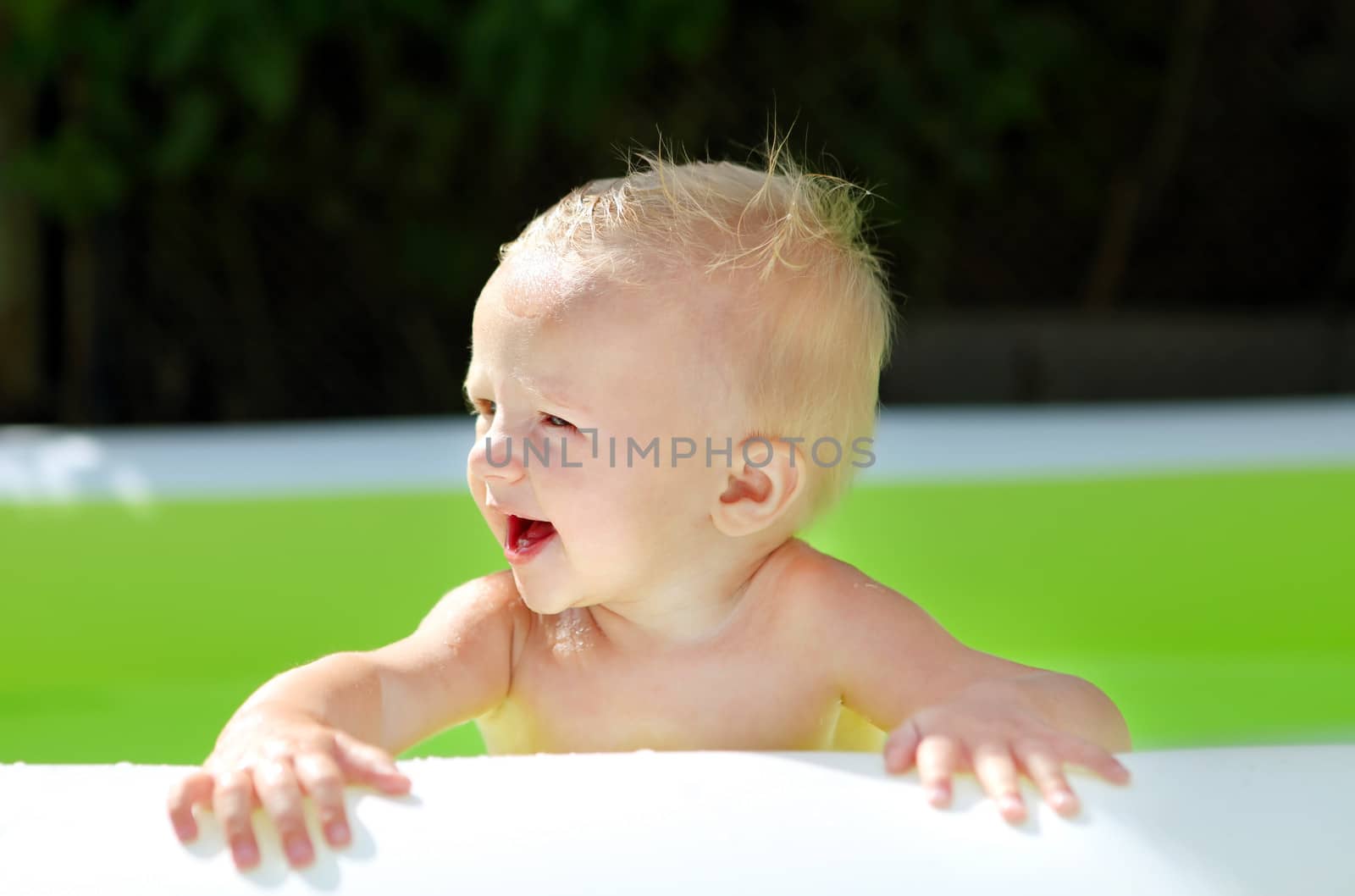 Baby Boy in the Pool by sabphoto