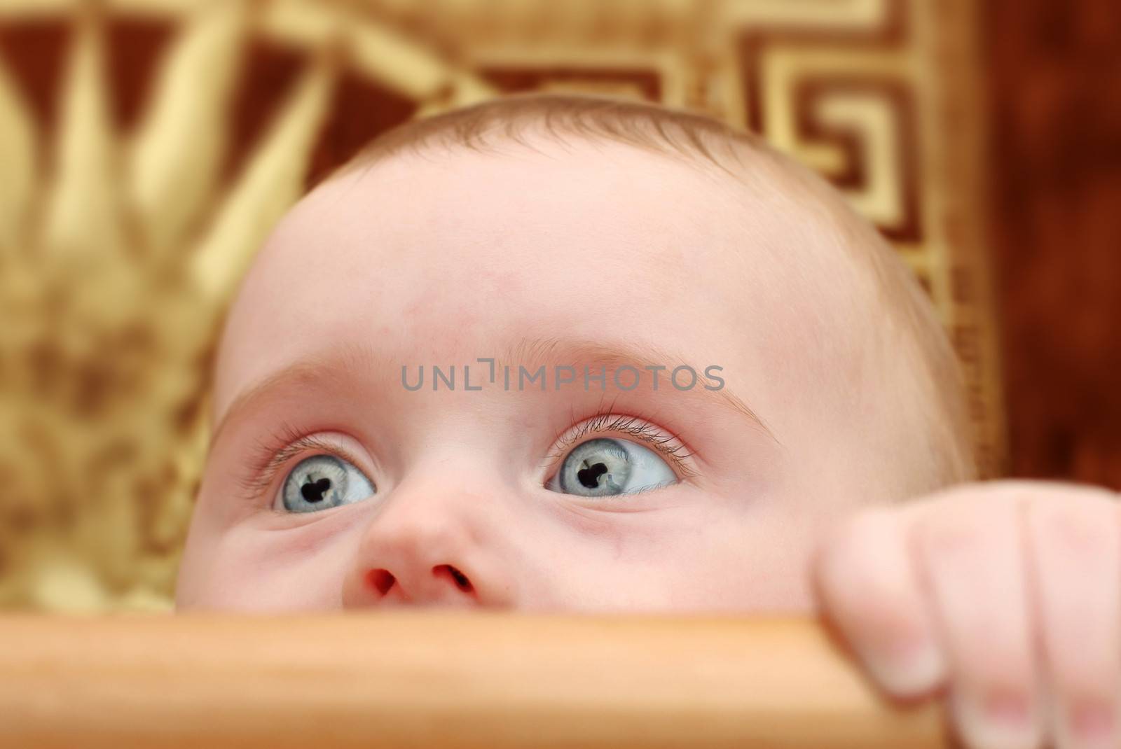 Surprised Baby Closeup by sabphoto