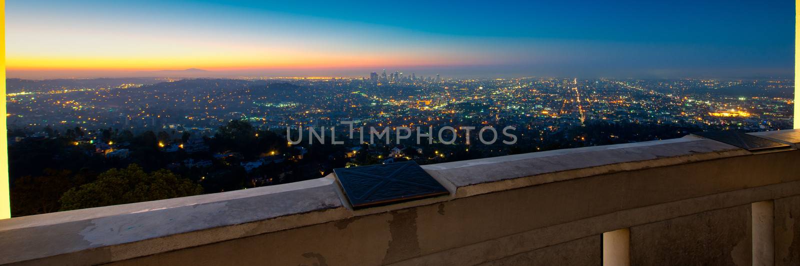 City of Los Angeles as seen from the Griffith Observatory at dusk, Los Angeles County, California, USA