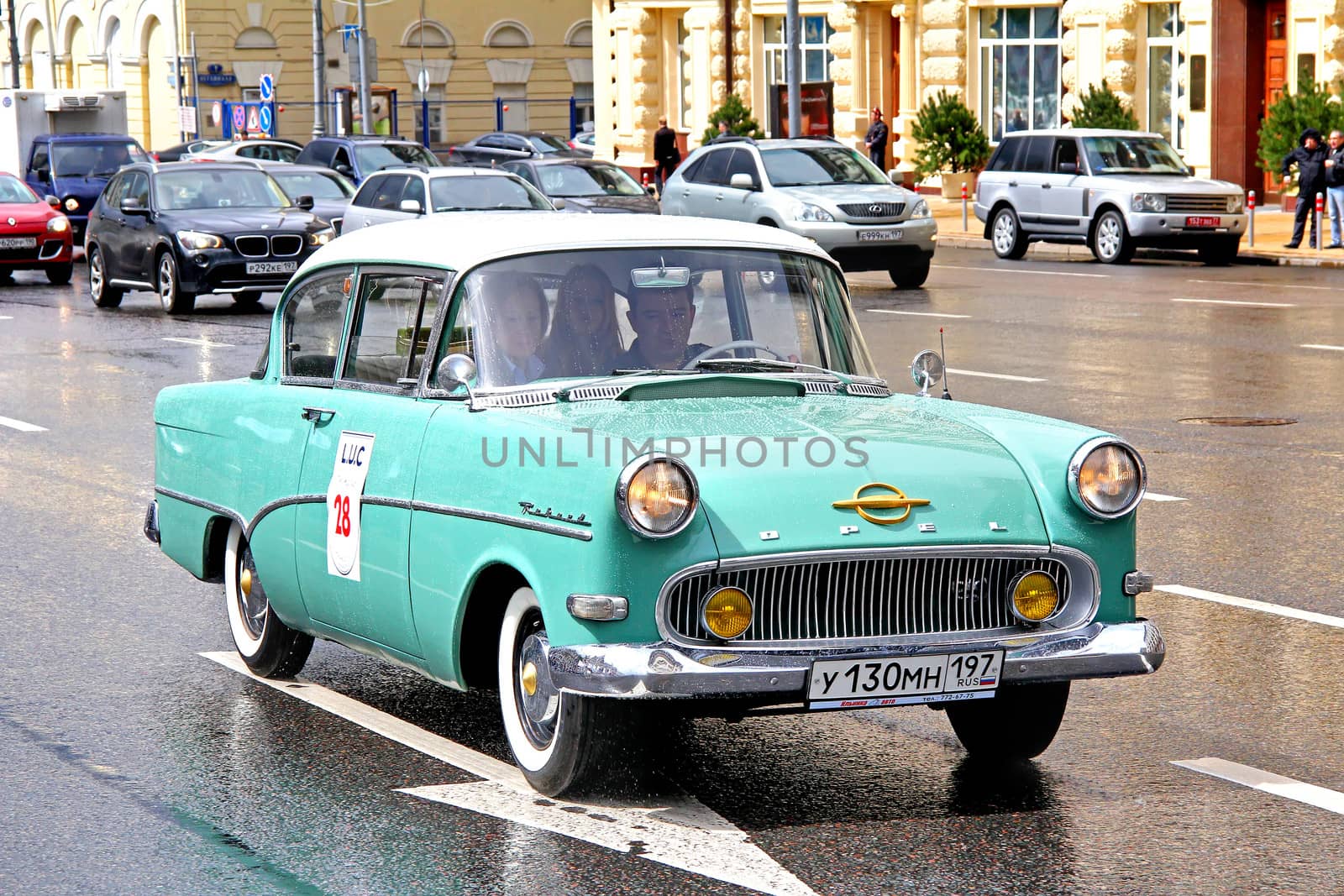MOSCOW, RUSSIA - JUNE 3: German motor car Opel Rekord competes at the annual L.U.C. Chopard Classic Weekend Rally on June 3, 2012 in Moscow, Russia.