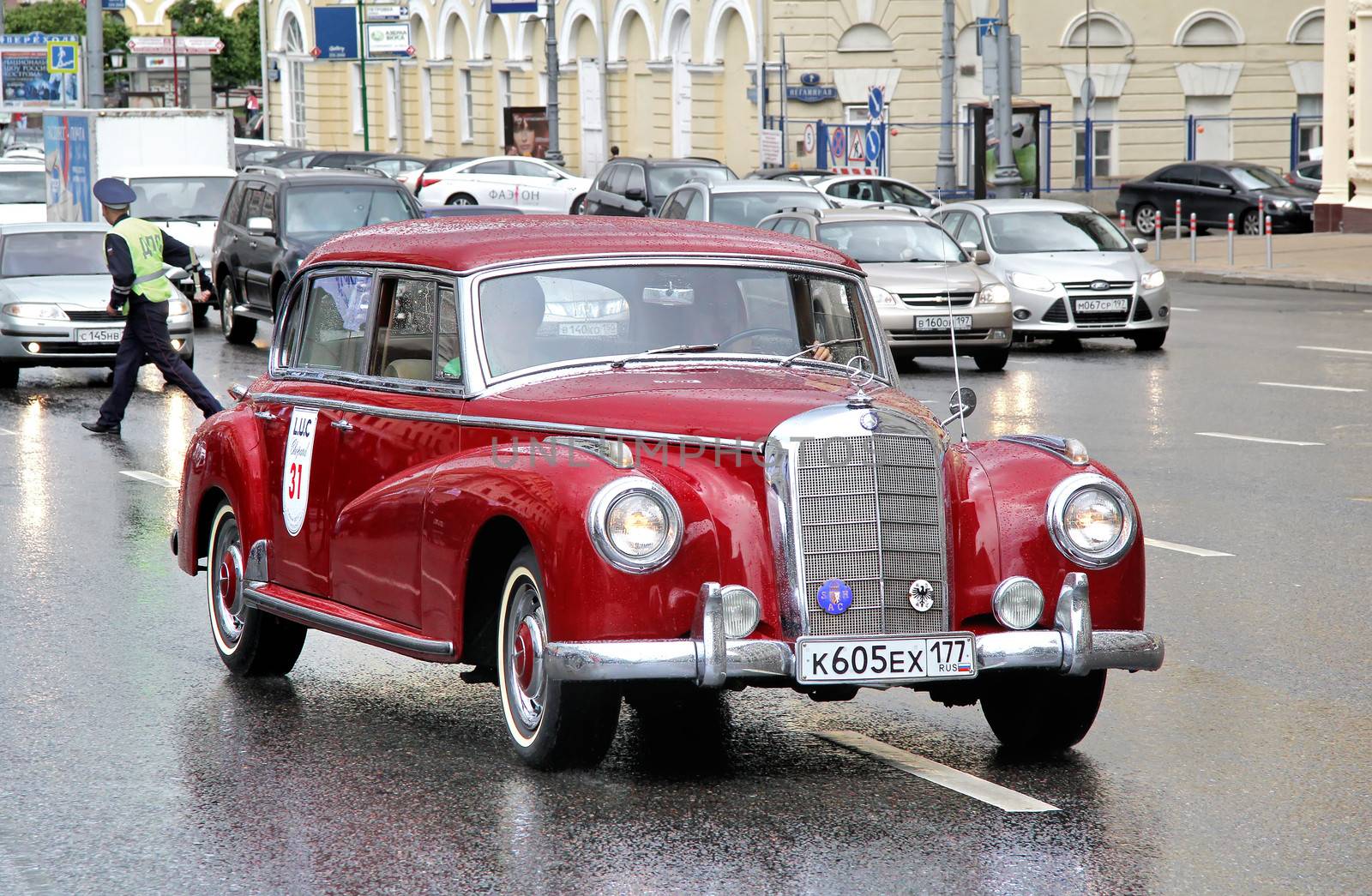 MOSCOW, RUSSIA - JUNE 3: German motor car Mercedes-Benz Type 300 competes at the annual L.U.C. Chopard Classic Weekend Rally on June 3, 2012 in Moscow, Russia.