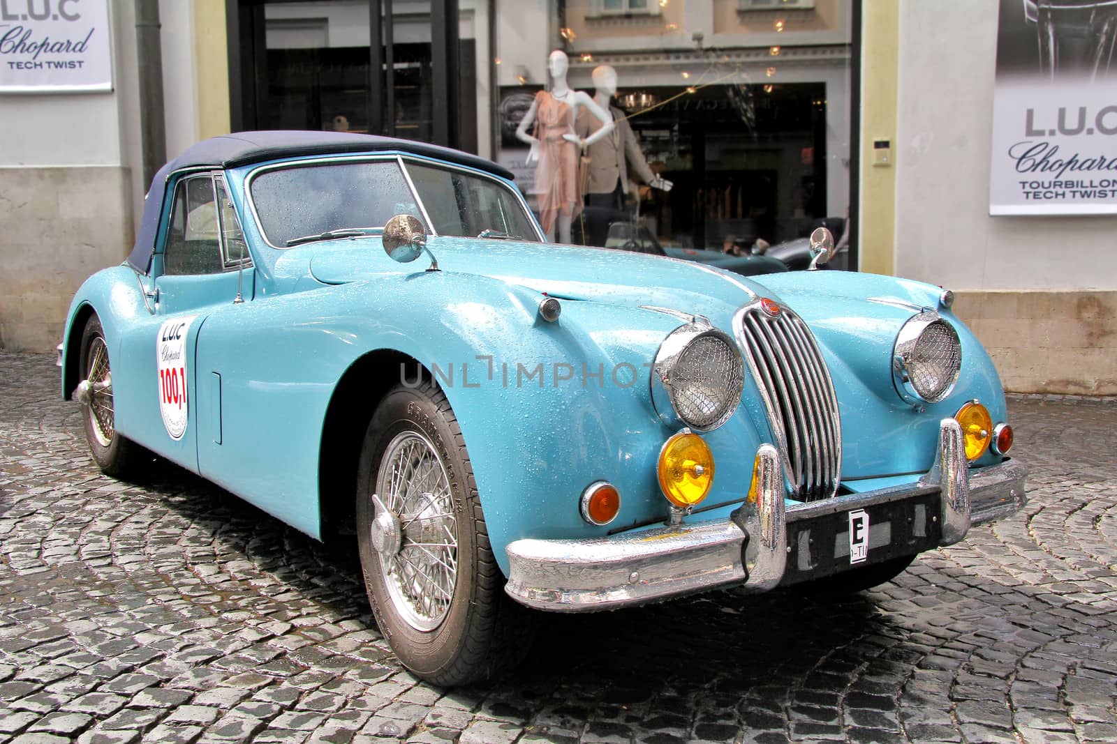 MOSCOW, RUSSIA - JUNE 3: English motor car Jaguar XK150 competes at the annual L.U.C. Chopard Classic Weekend Rally on June 3, 2012 in Moscow, Russia.