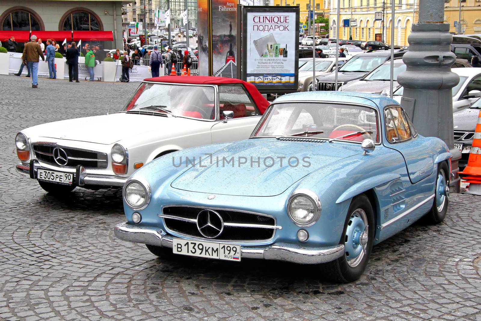 MOSCOW, RUSSIA - JUNE 3: German motor car Mercedes-Benz 300SL competes at the annual L.U.C. Chopard Classic Weekend Rally on June 3, 2012 in Moscow, Russia.