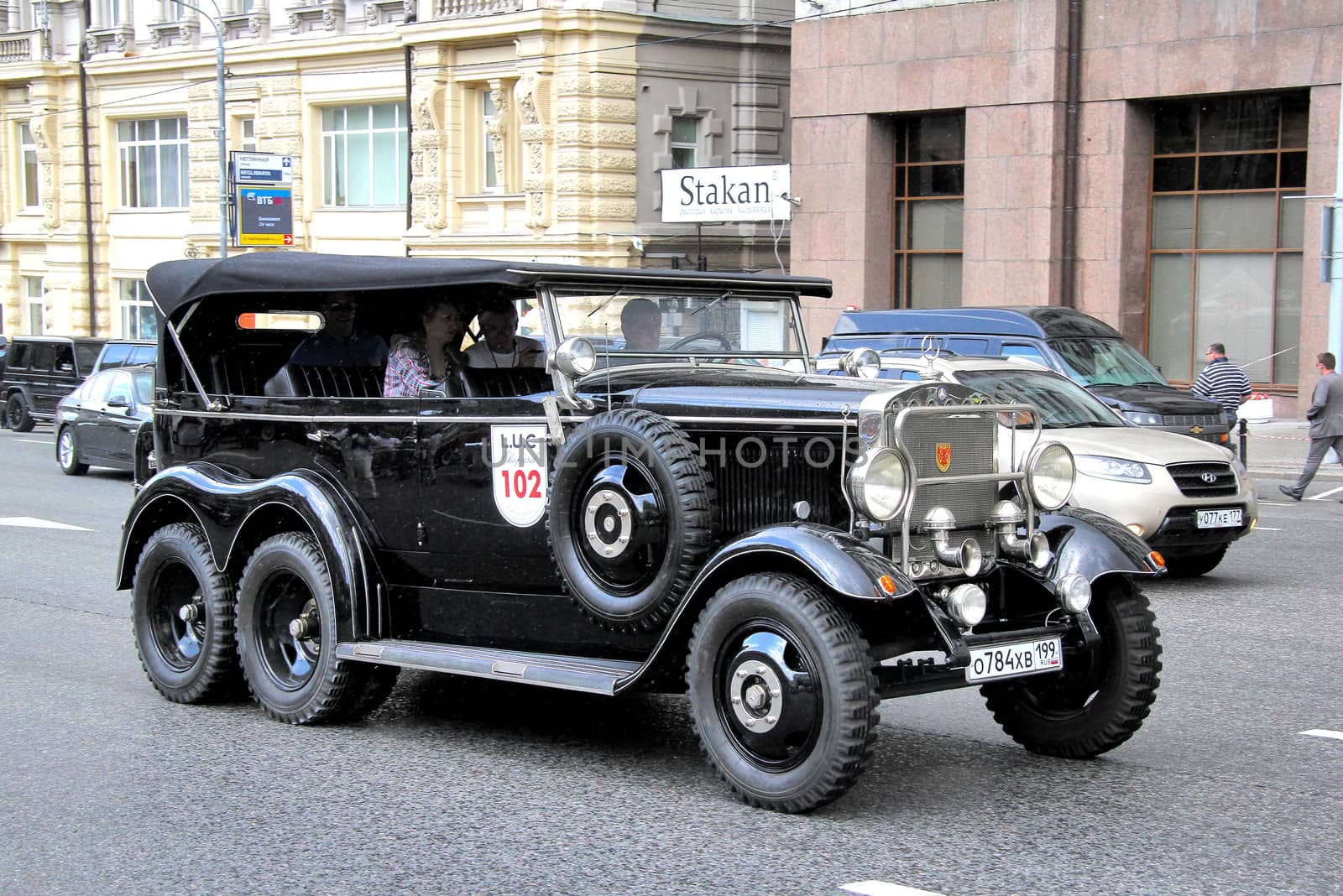 MOSCOW, RUSSIA - JUNE 2: German motor car Mercedes-Benz W31 typ G4 competes at the annual L.U.C. Chopard Classic Weekend Rally on June 2, 2013 in Moscow, Russia.