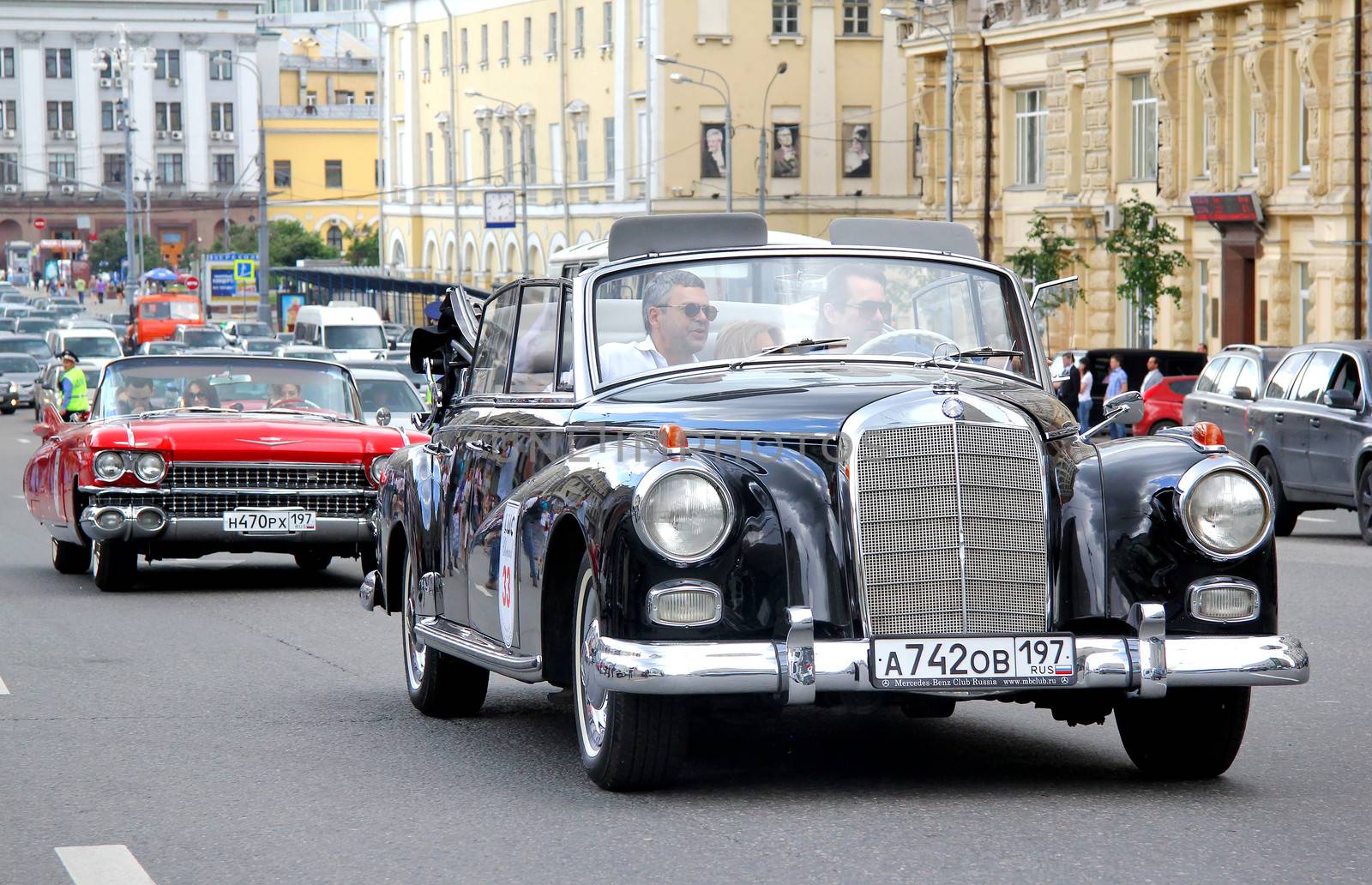 MOSCOW, RUSSIA - JUNE 2: German motor car Mercedes-Benz Type 300 competes at the annual L.U.C. Chopard Classic Weekend Rally on June 2, 2013 in Moscow, Russia.