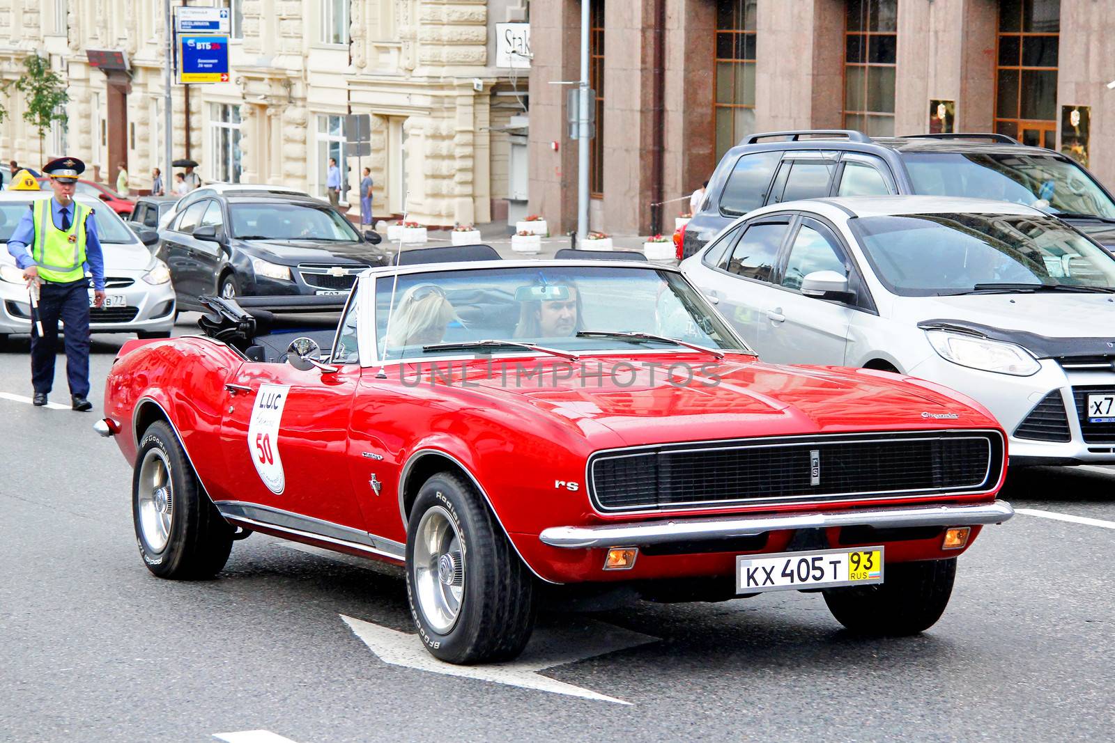 MOSCOW, RUSSIA - JUNE 2: American motor car Chevrolet Camaro RS competes at the annual L.U.C. Chopard Classic Weekend Rally on June 2, 2013 in Moscow, Russia.