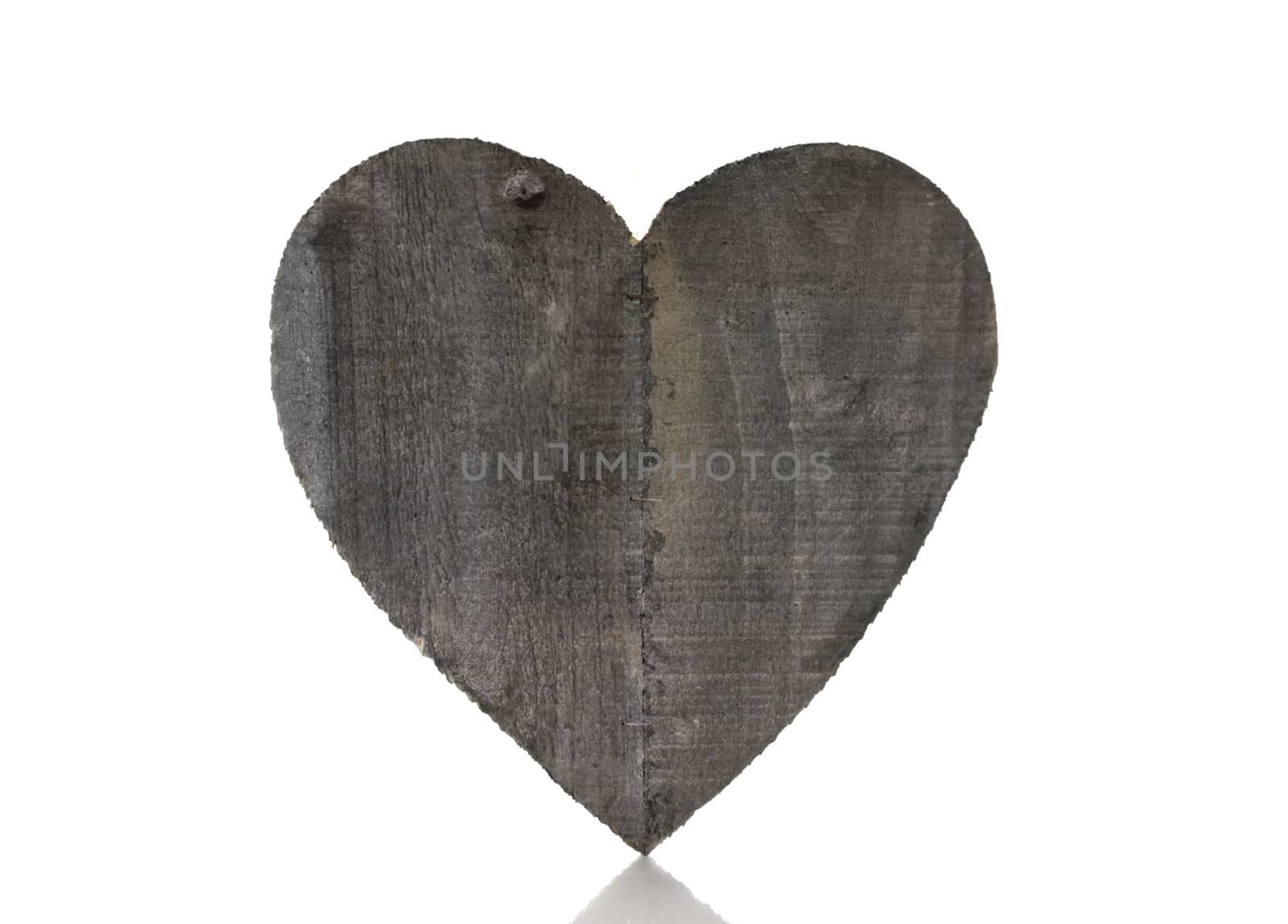 wooden heart shape isolated on white background with space for text
