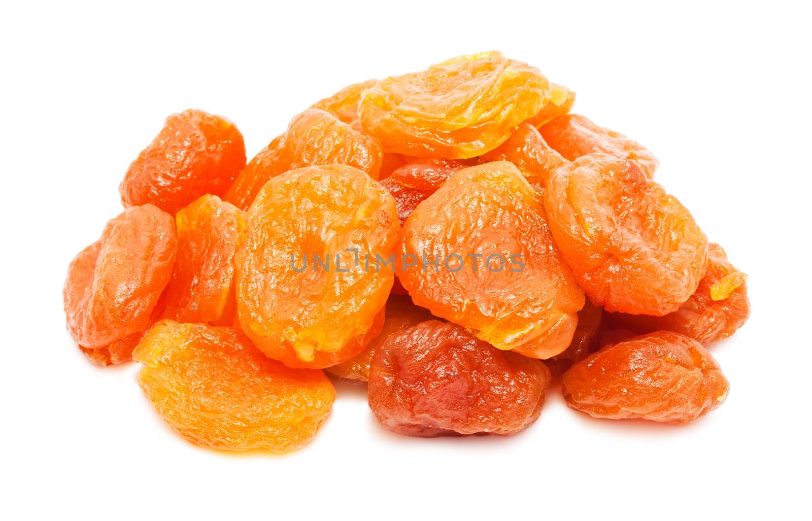 Tasty dried apricots isolated on white background