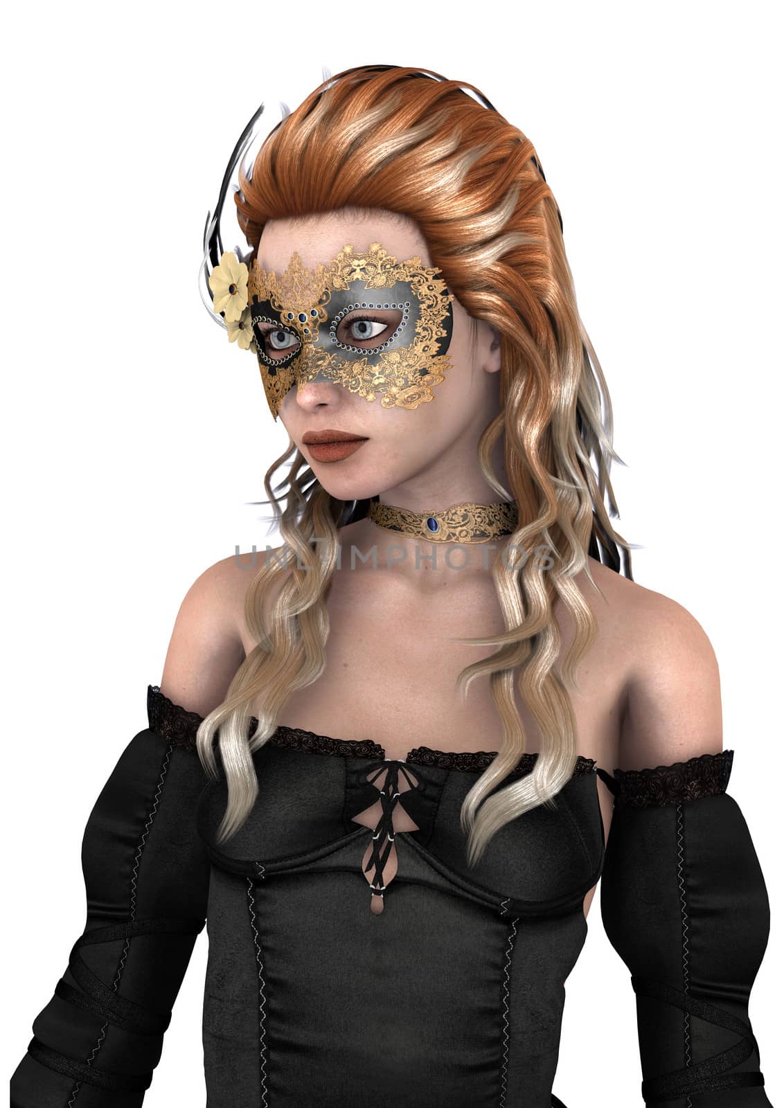 Beautiful Woman with Masquerade Mask by Vac