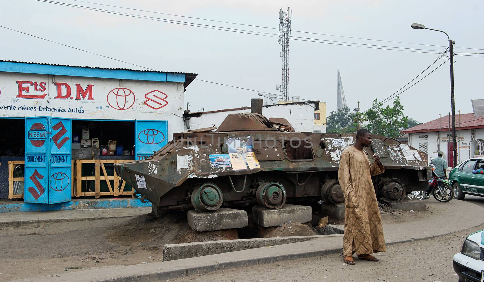 BRAZZAVILLE, CONGO, AFRICA - OCTOBER 5:  The tank on the city street in Brazzaville, Republic of Congo, Africa.  October 5, 2013,Brazzaville, Congo, Africa. 