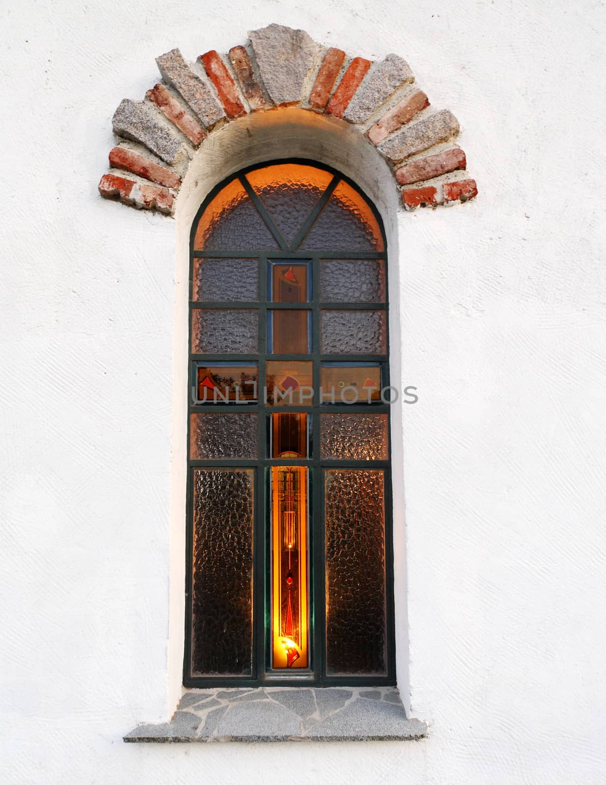 Window from the new orthodox church in Varvara village, Bulgaria