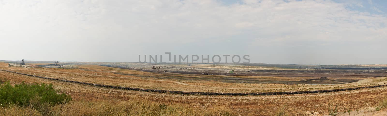 Panorama of largest open-air coal mime Maritsa Iztok in South Bulgaria