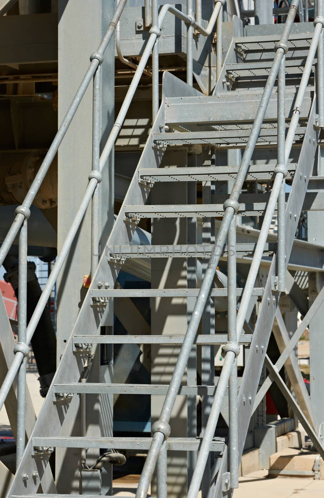 Industrial metal stairs coated with zinc