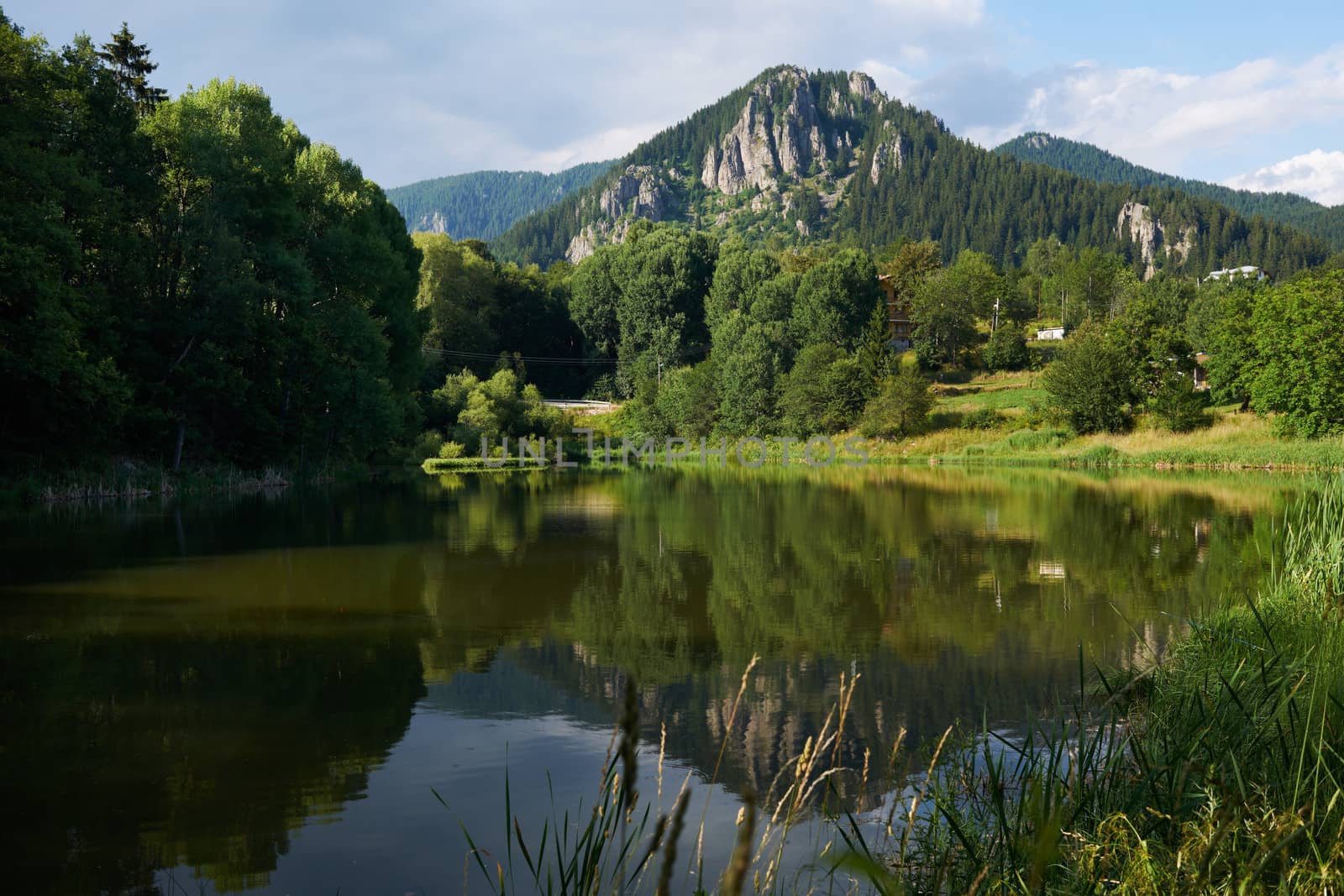 Lake near Smolyan town, Rhodope mountains, Bulgaria in summer season