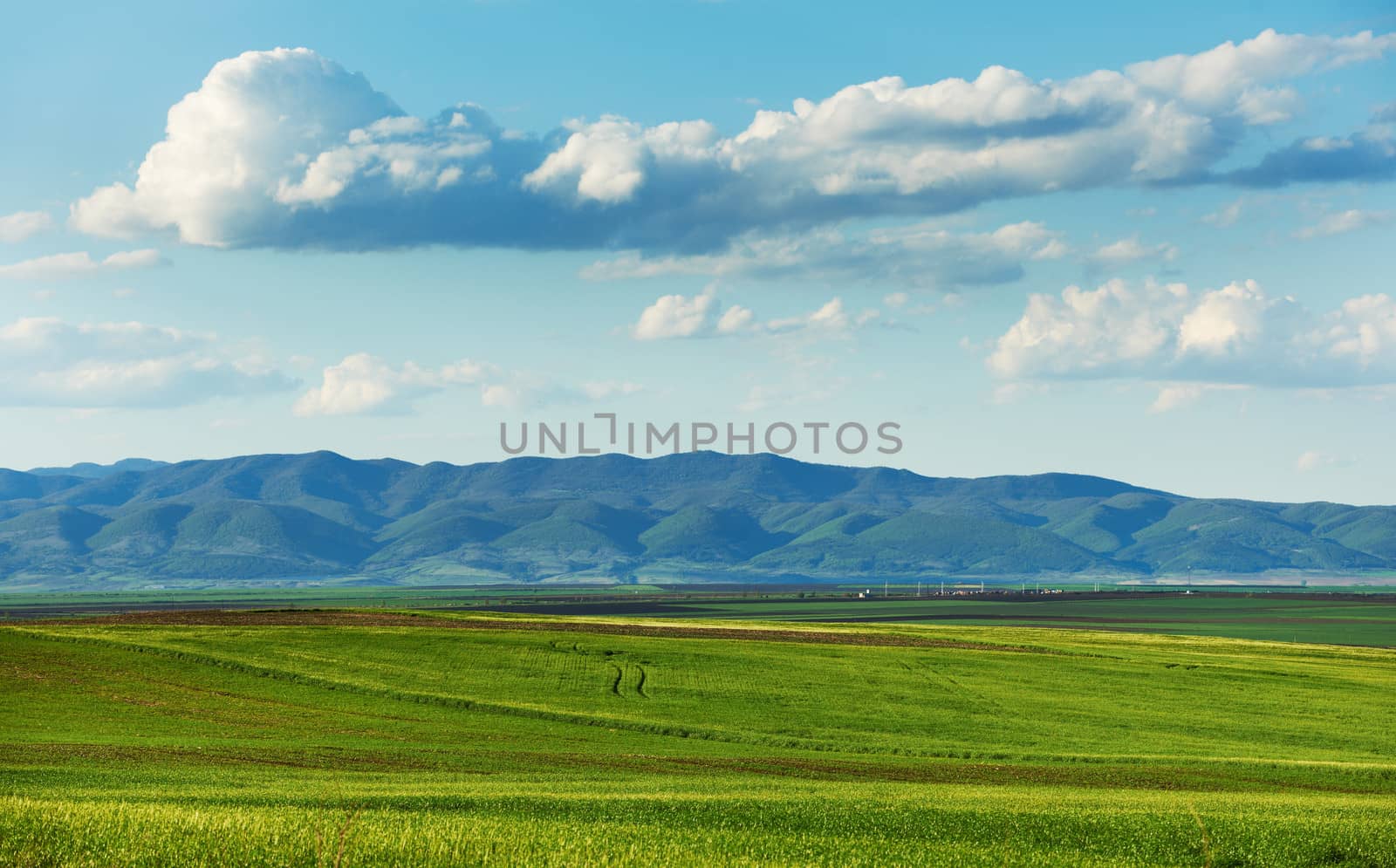 Cloudy spring day in South Bulgaria, countryside landscape