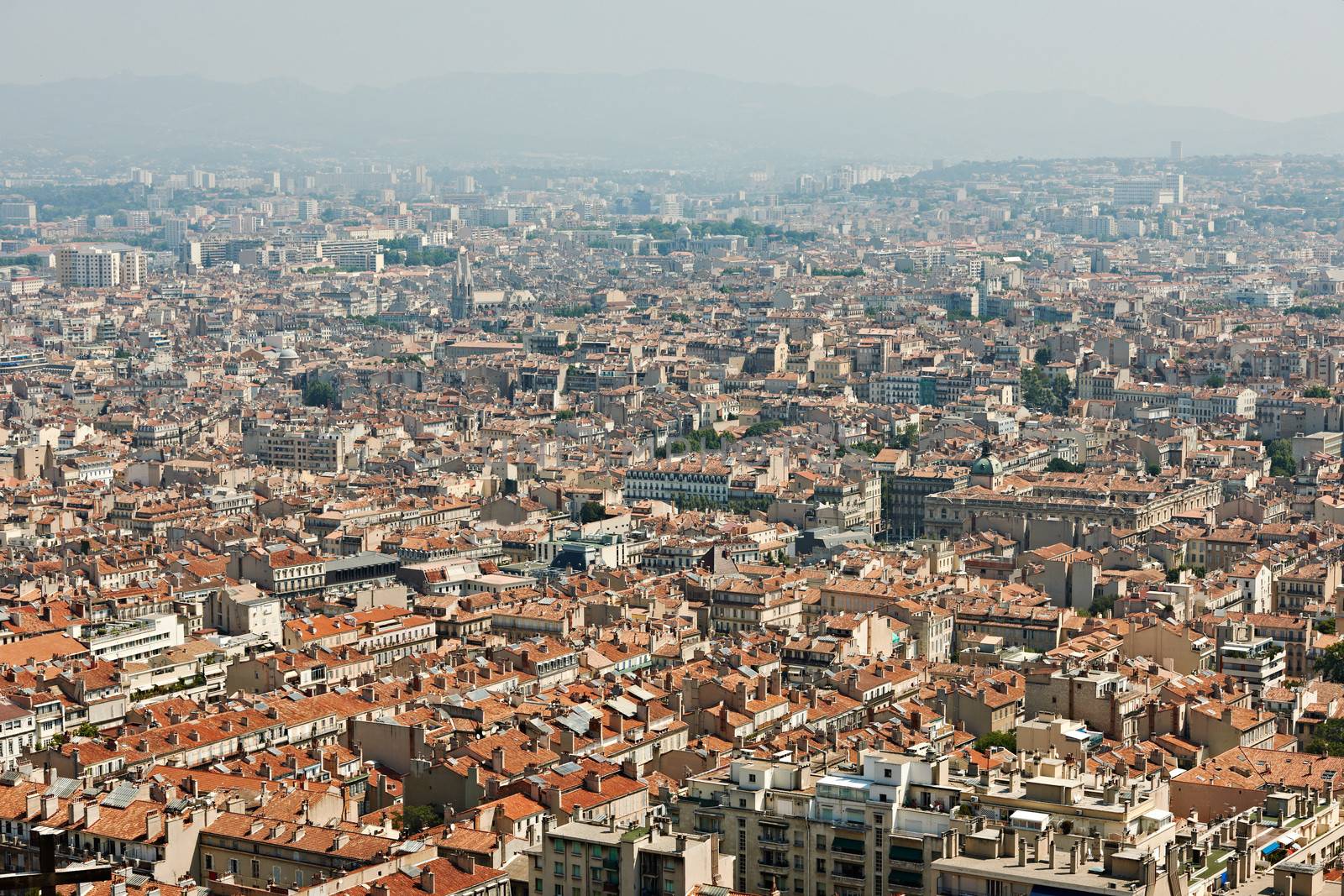 View over the old part of the mediterranean Marseille city, South France, French Provence