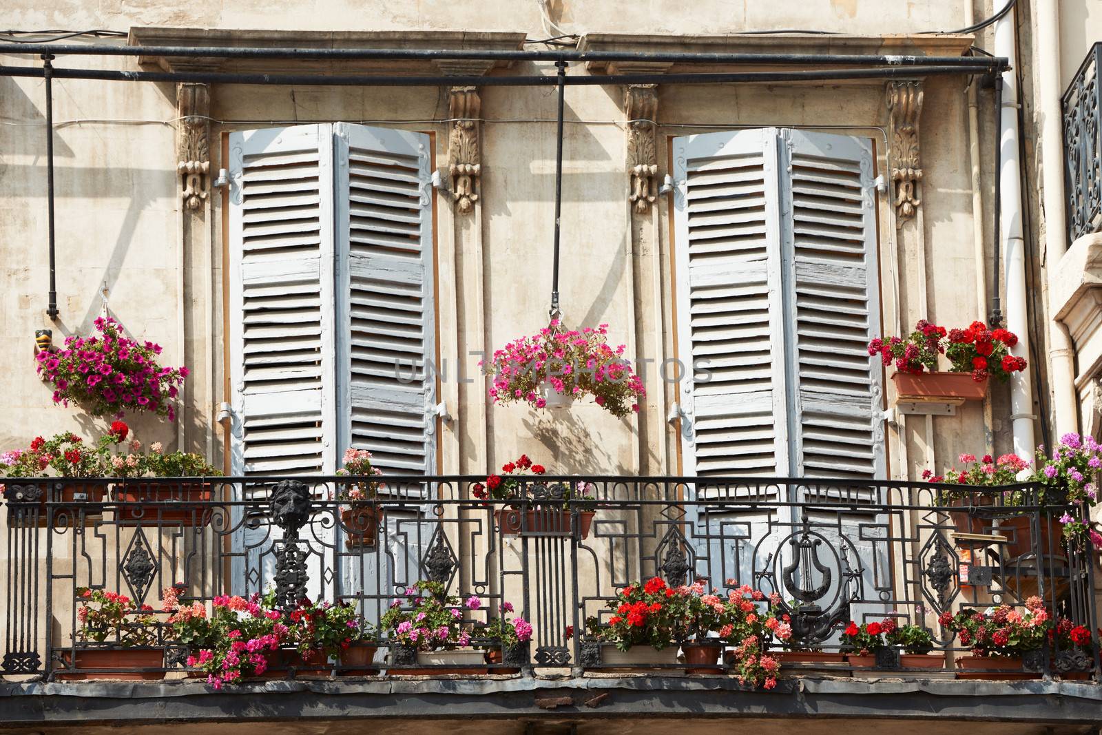 Architecture detail typical Provence architecture balcony in Marseille