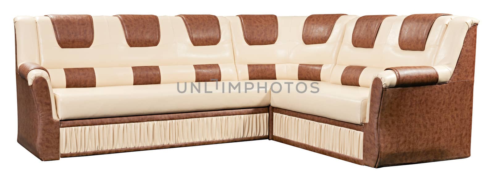 Sofa-bed modern leader-covered furniture isolated on white background