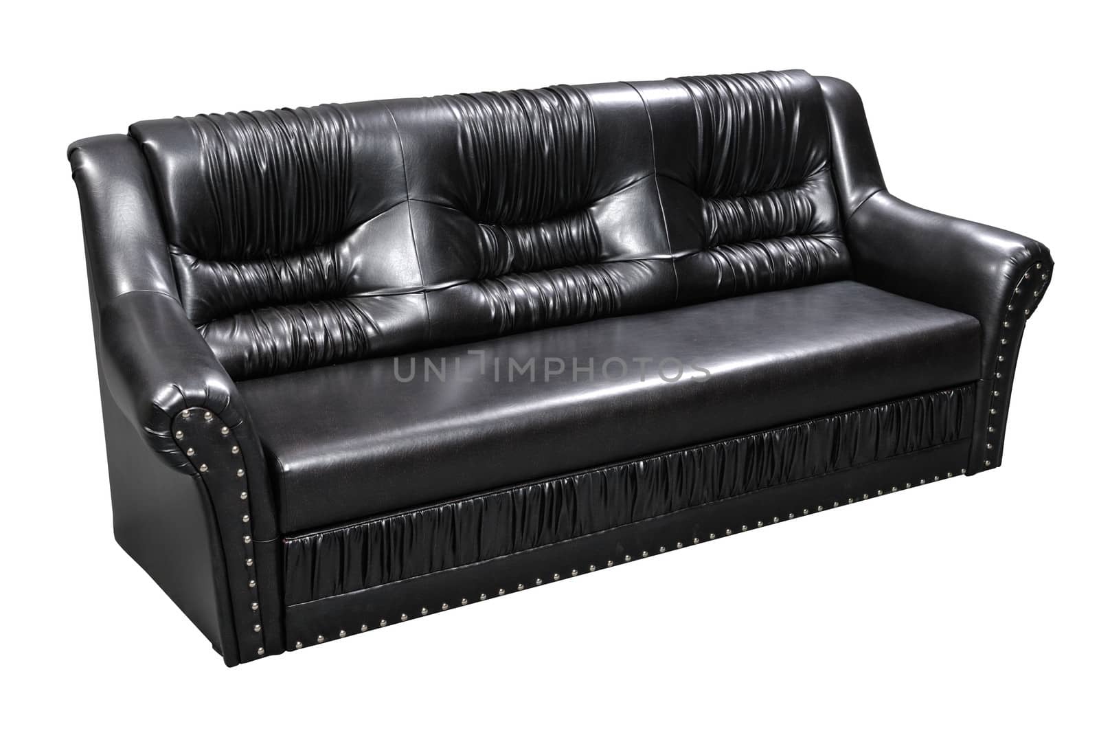 Modern black furniture, soft sofa-bed isolated on white with clipping path included