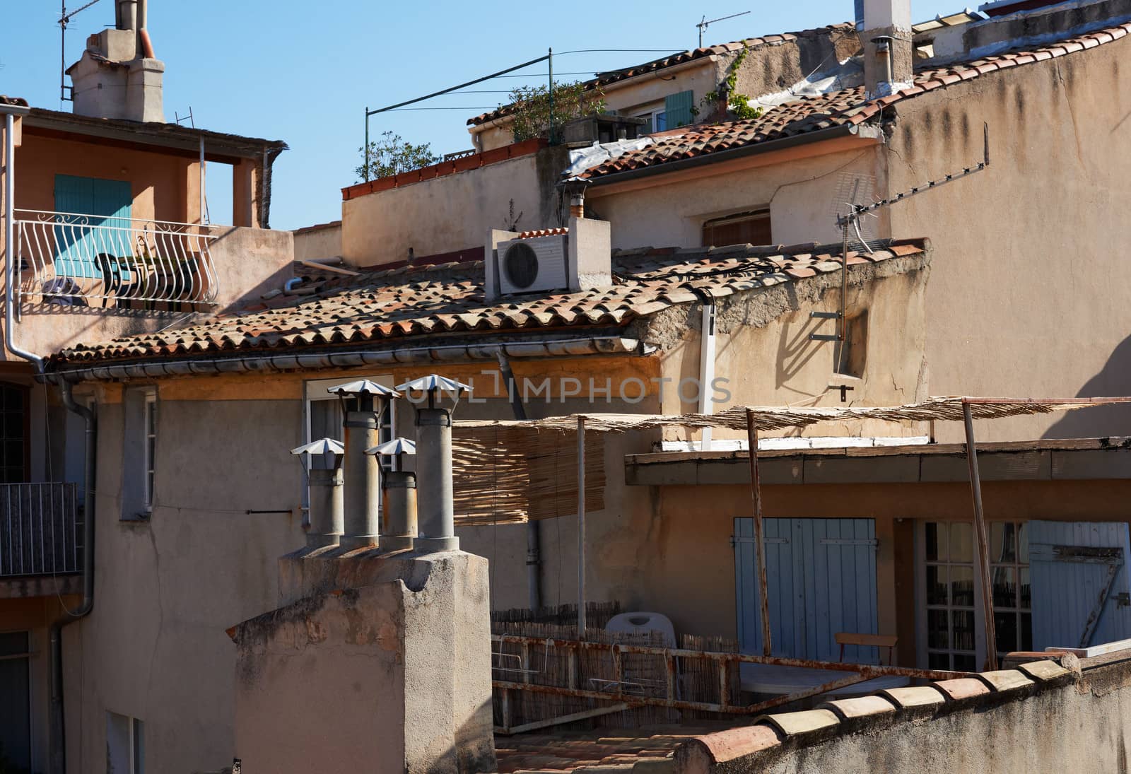 Roofs and verandas of traditional houses fron Aix en Provence, France