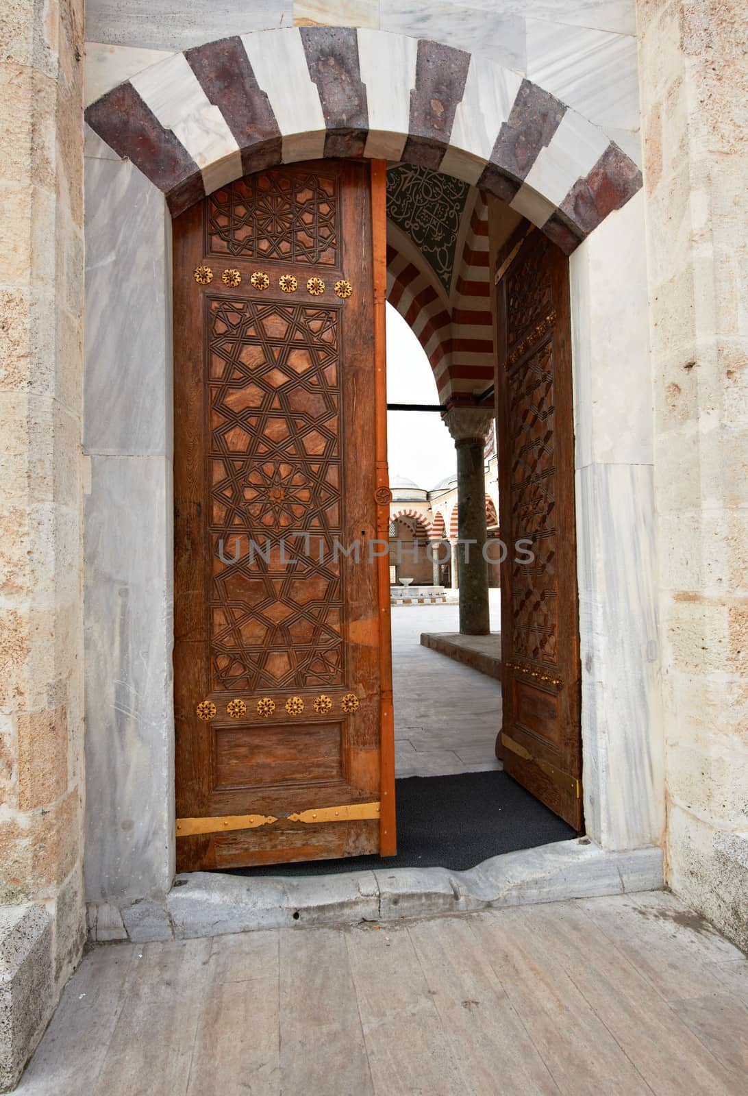 Ancient gate of Sherilili mosque in Edirne, Turkey