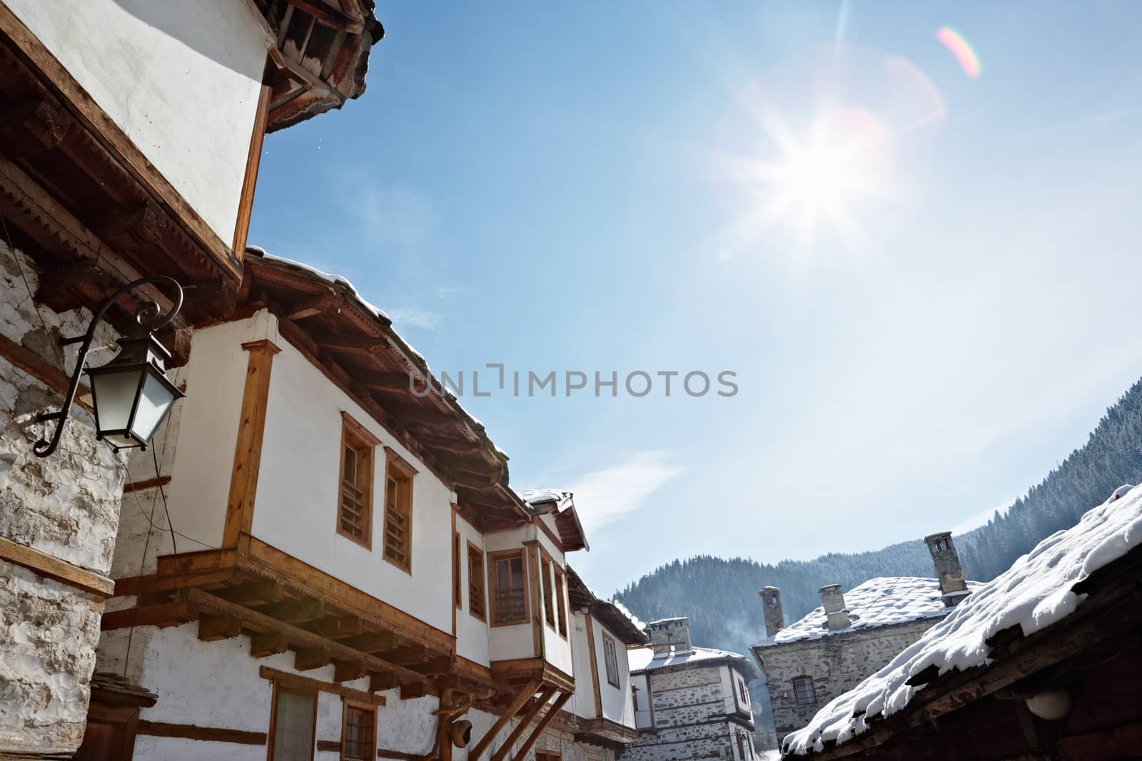 Traditional houses from Shiroka laka village, Bulgaria