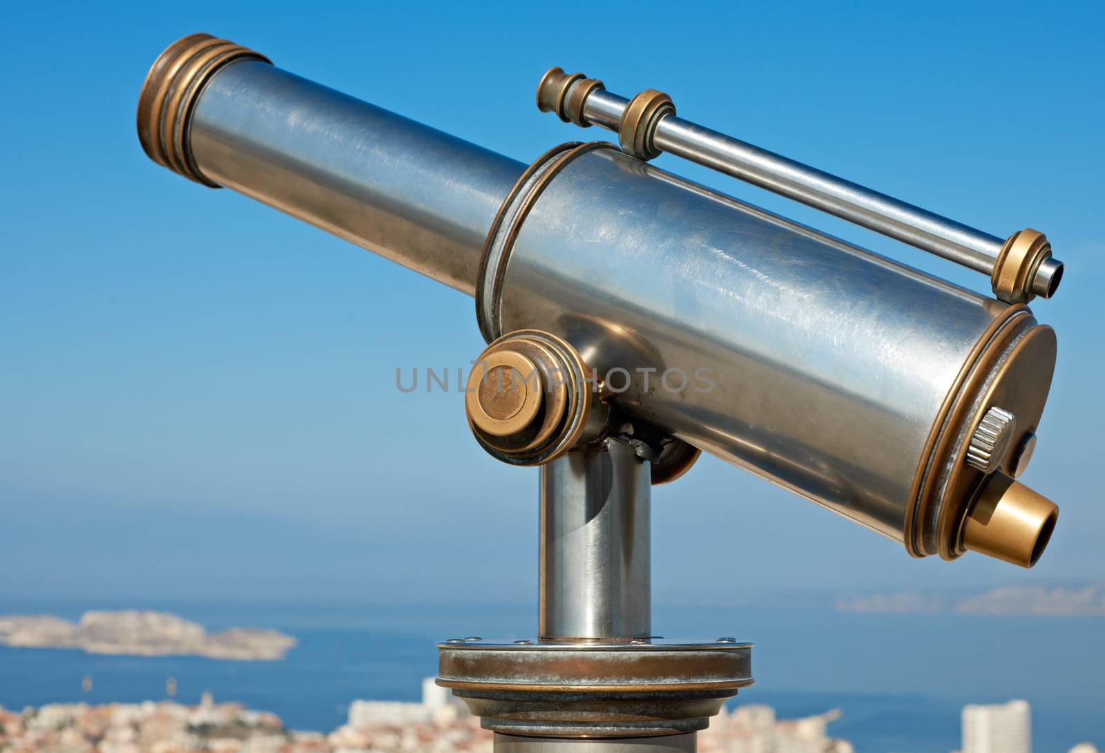 Vintage observation telescope in Marseille, France