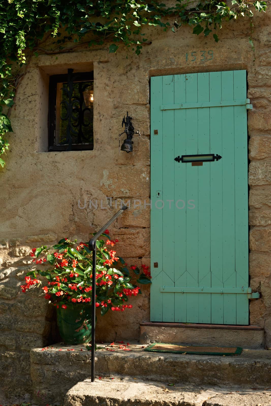 Colorful door in French Provence village