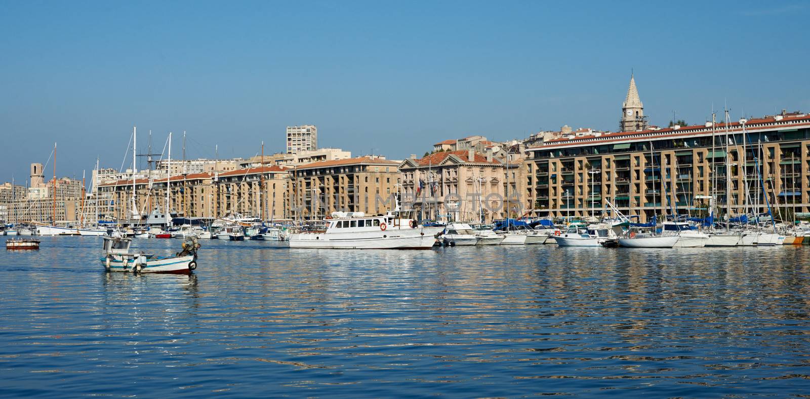 Old port of Marseille, France, the quay with boats and yachts.