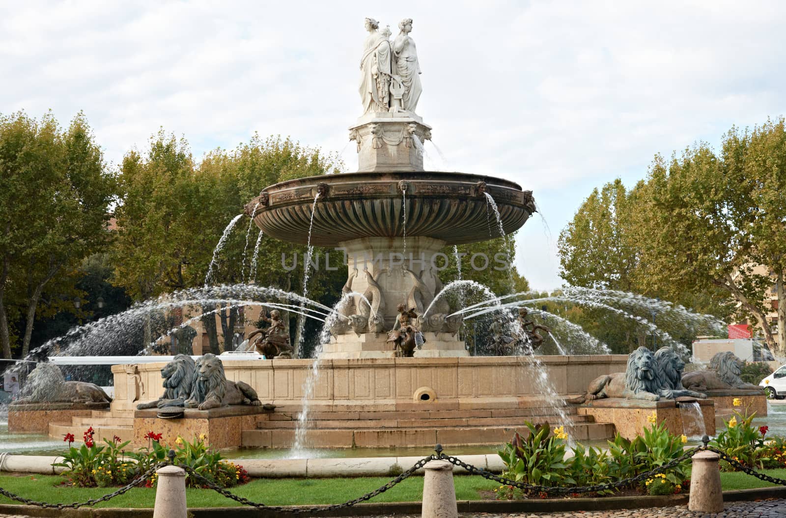 La Rotonde, large fountain in Aix en Provence, France
