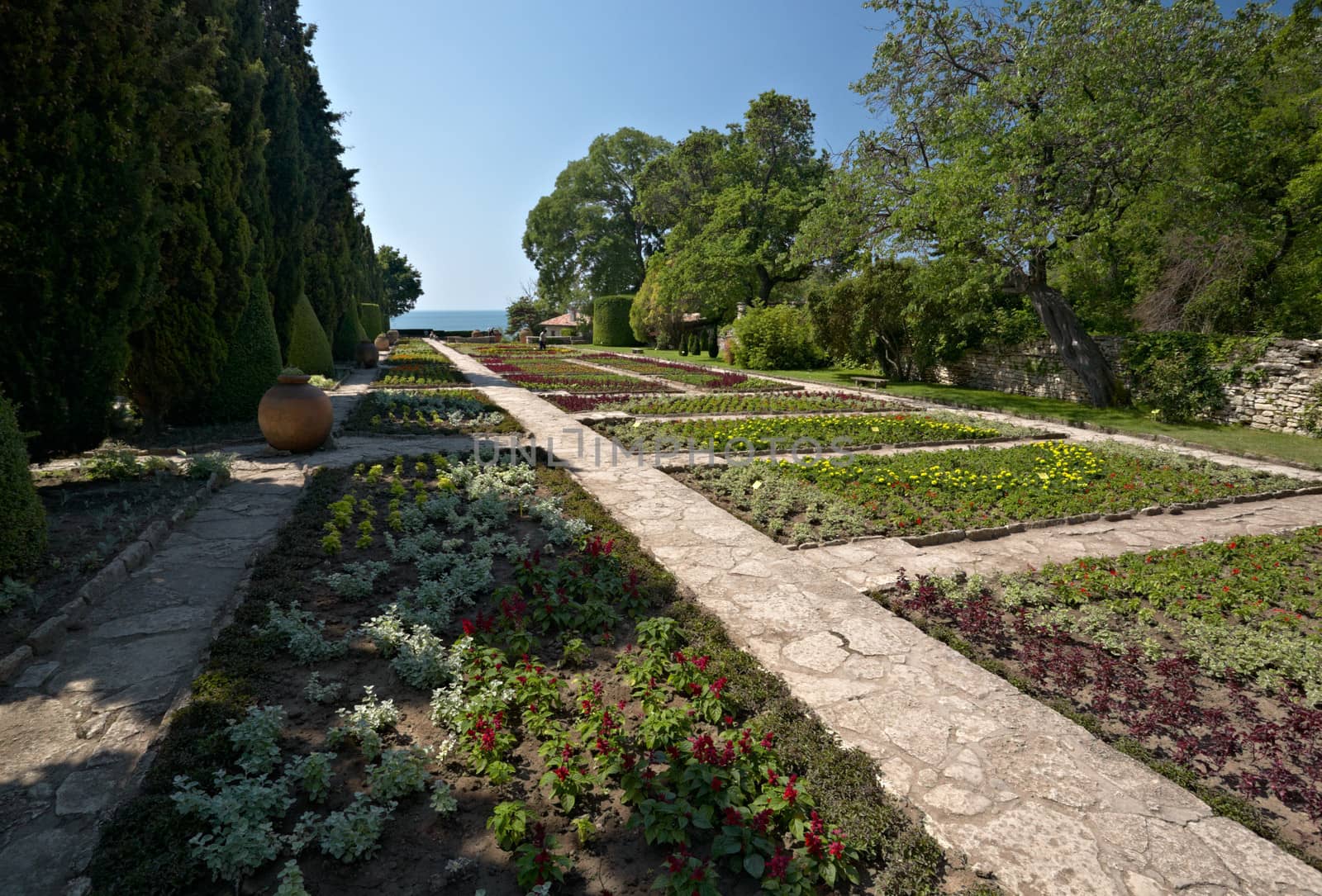 The botanical garden of the Balchik palace in Bulgaria, at the sea coast