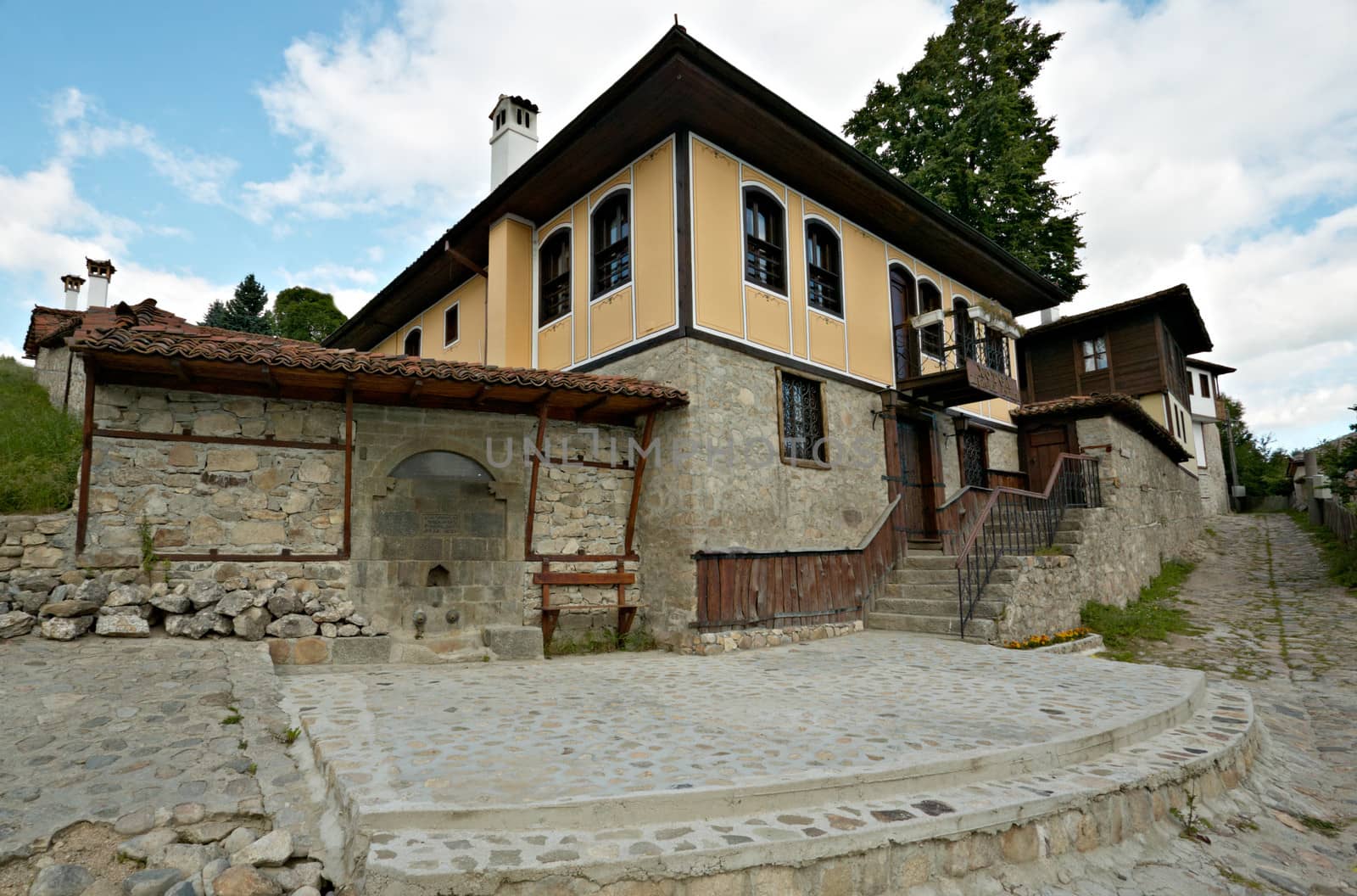 Street in Koprivshtitsa with beautiful old Renaissance houses
