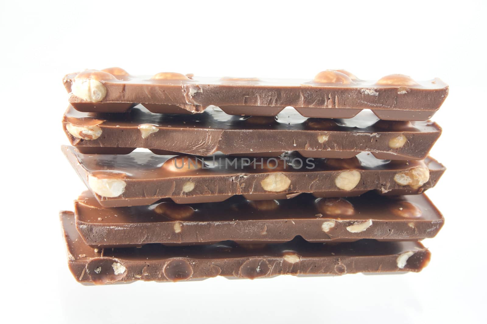Rows of hazelnut chocolate