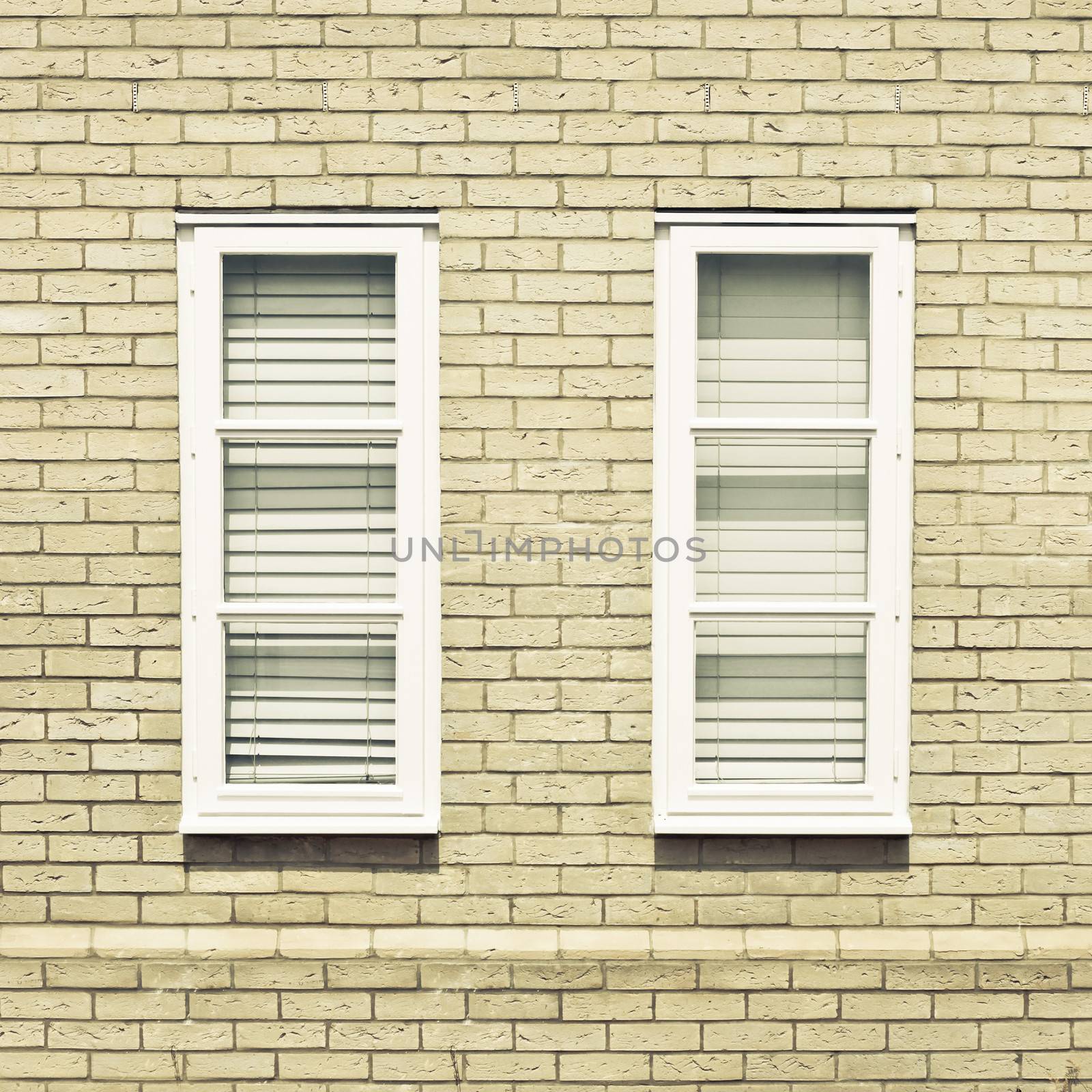 Pair of modern windows on the external wall of a house