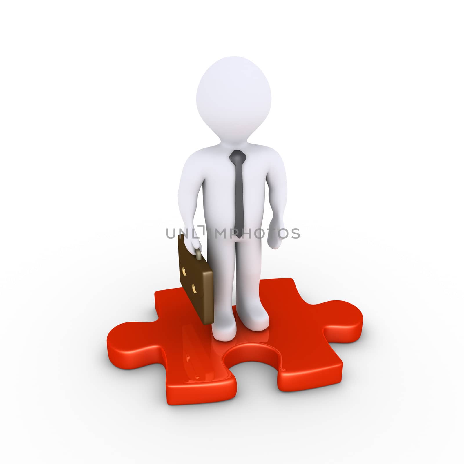 Businessman standing on puzzle piece by 6kor3dos