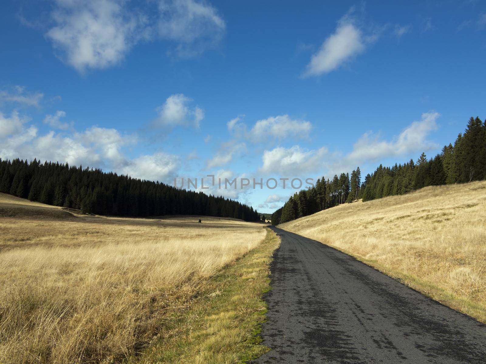 Image of the tableland with road - The Ore Mountains, Czech republic