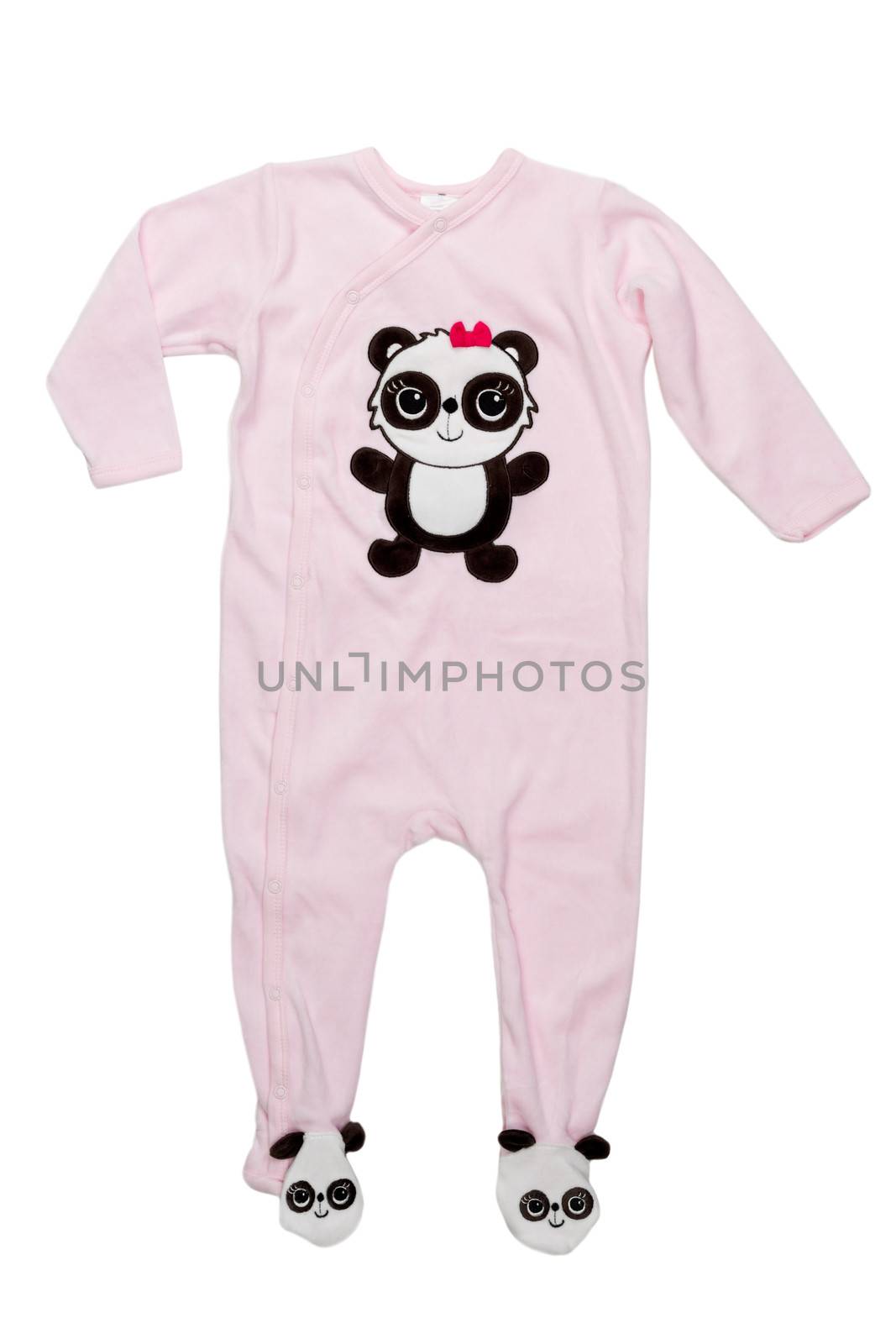 Pink romper with a pattern. Isolate on white.